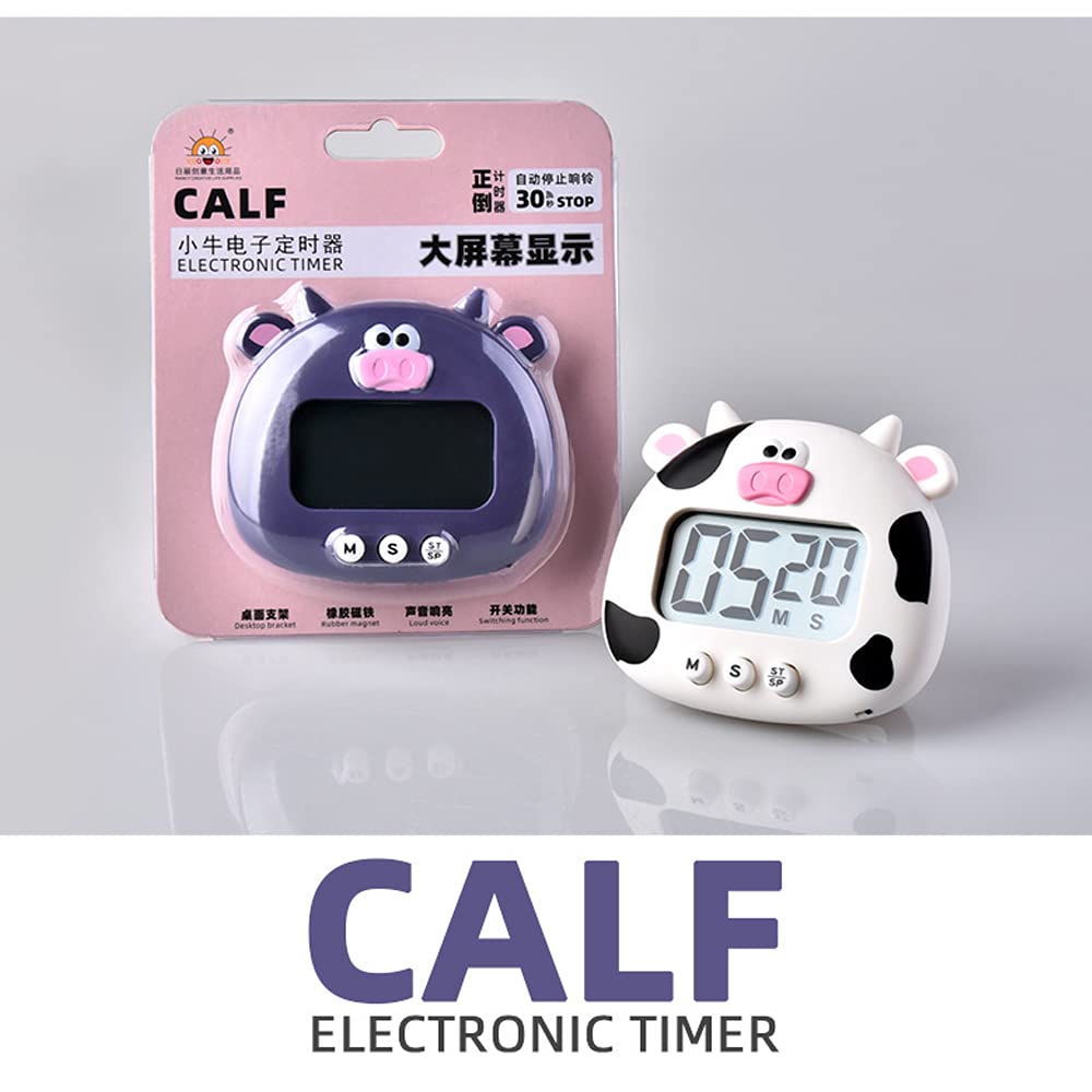 Cartoon Calf Kitchen Timer - 99 Minute Digital Cooking Timer with Loud Alarm, Countdown Clock for Baking, Cooking, Studying & Classroom (Blue)