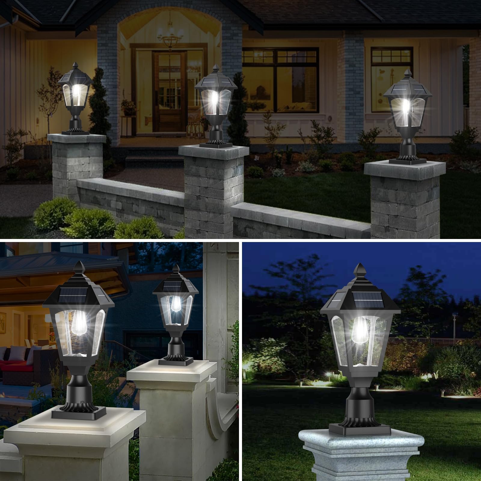 Solar Post Lights Outdoor Waterproof - Aluminum Solar Lamp with Pier Mount Base for Garden, Yard & Landscape (100 Lumens, 6000K Cool White) | Perfect for Driveway, Pathway & Deck Lighting