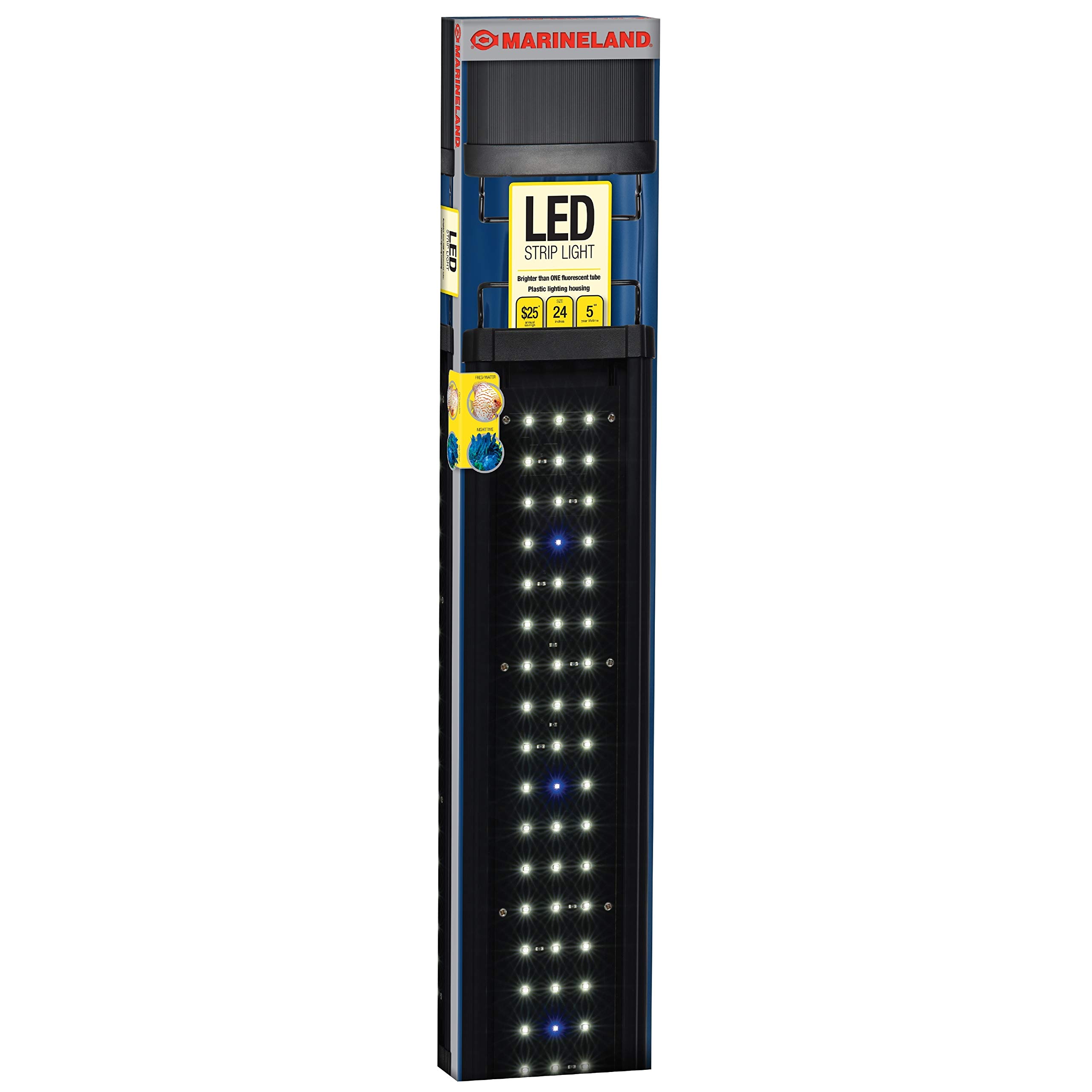 Marineland Energy Efficient LED Strip Light for Aquariums - Adjustable Mounting Legs, 24-Inch - Perfect for Fish Tanks, Coral Reefs & Aquatic Plant Growth