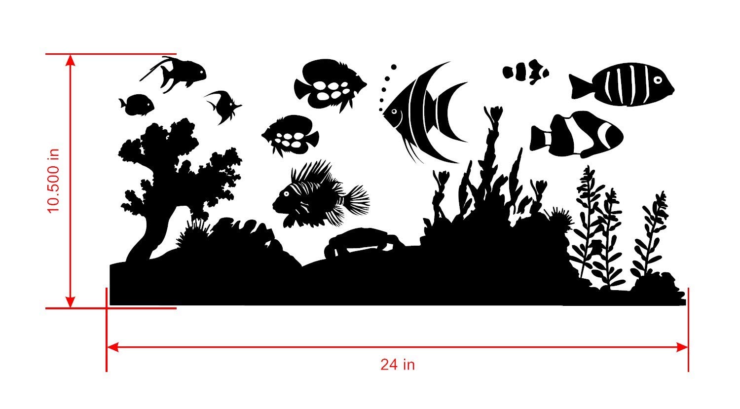 Customizable Fish Tank Stickers - Underwater Ocean Theme Wall Decals for Indoor Aquarium & Kids Bedroom Decor | Peel & Stick Rearrange Cut-Out Fish Decor | Perfect for Home, Office, Nursery & Classroom Underwater Scenes (Red)
