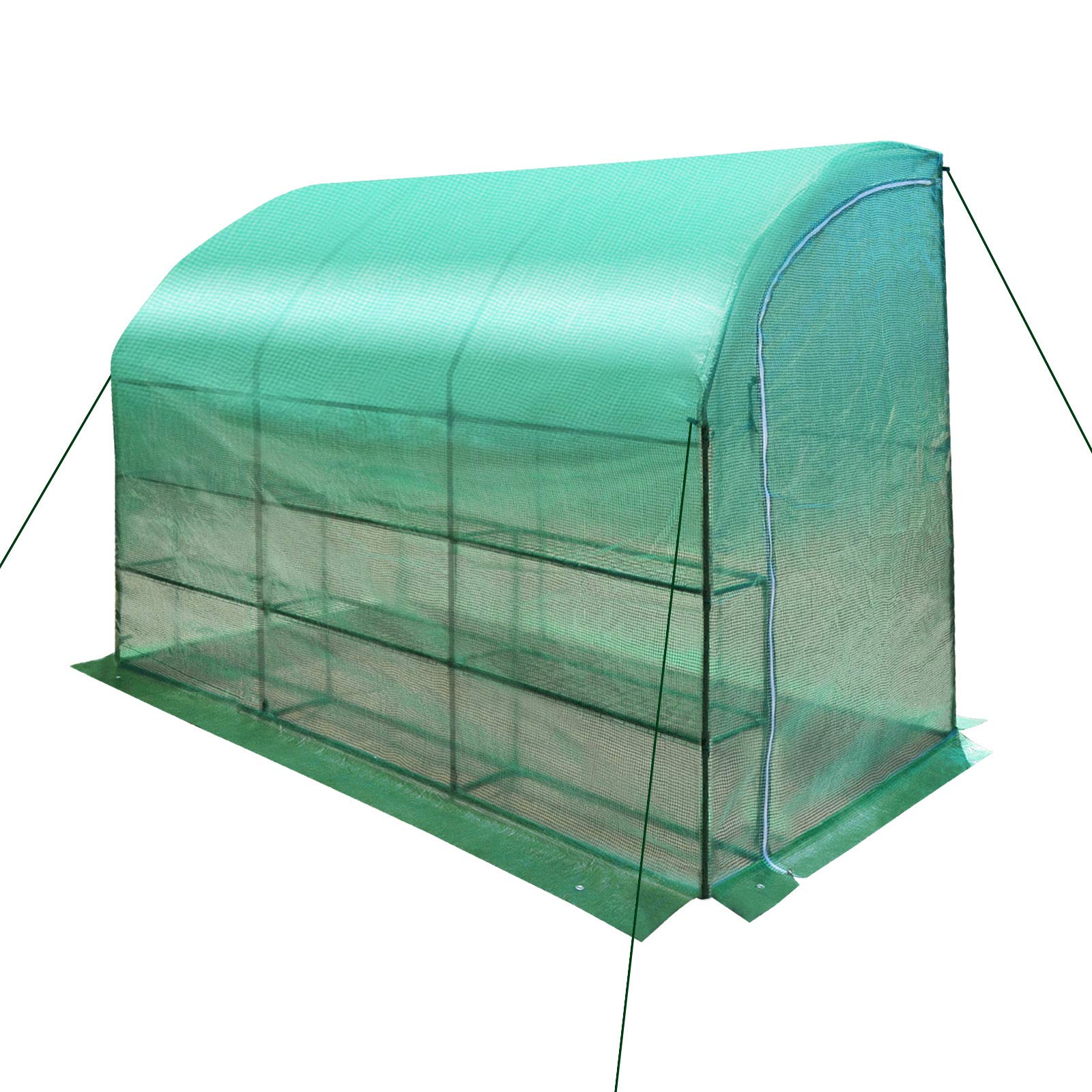 BenefitUSA Large Walk-in Wall Greenhouse 10x5x7 Feet with 3 Tiers & 6 Shelves - Durable Gardening Greenhouse for Outdoor Plants, Vegetables & Flowers - Perfect for Backyard, Patio & Urban Gardening (Green)