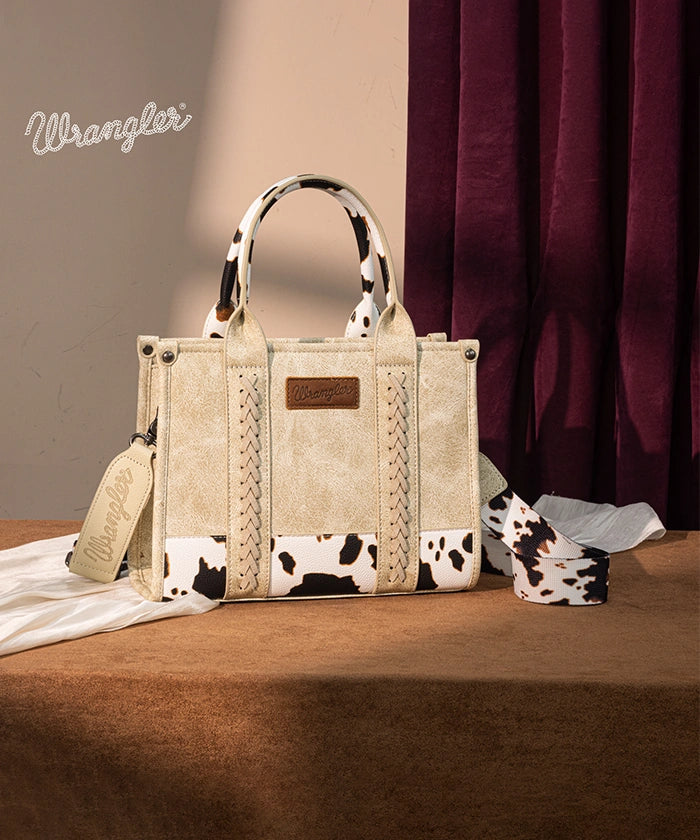 Wrangler Cow Print Crossbody Tote Bag for Women - Stylish Western Handbag for Everyday Use, Shopping & Travel