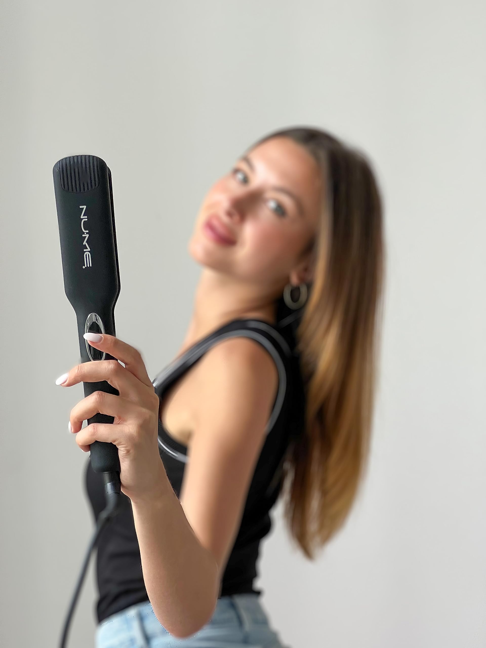 NuMe Megastar X Tourmaline Hair Straightener – 1.75 Inch Floating Plates with Negative Ion & Infrared Technology for Ultra-Smooth, Shiny Hair – Perfect for Home Use, Travel, and Salon Styling (All Hair Types)