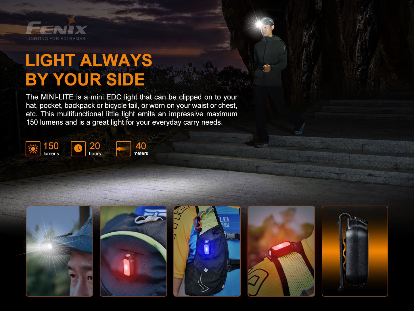Fenix MINI LITE Compact EDC Flashlight - Ultra Bright LED Pocket Light for Camping, Hiking, Emergency & Everyday Carry (Black)