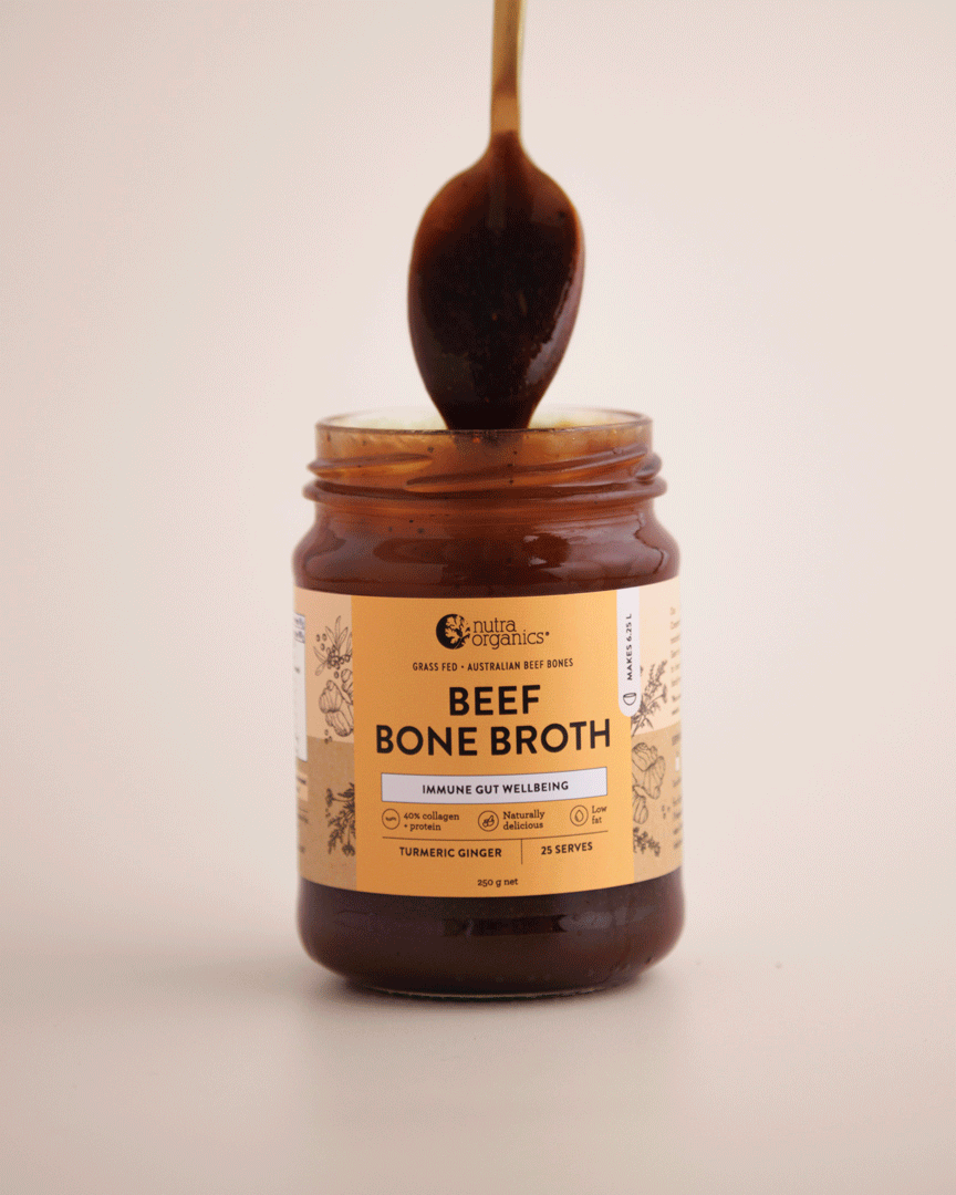 Organic Beef Bone Broth Concentrate with Turmeric & Ginger - Keto, Paleo Friendly Collagen Protein Powder for Gut Health & Immunity - Perfect for Soups, Smoothies & Cooking