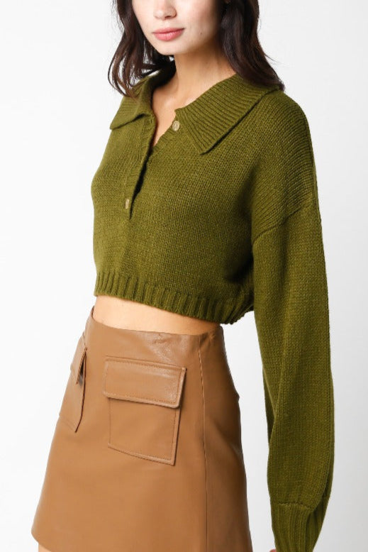 Sadie Henley Sweater for Women - Soft Olive Green Pullover Knit Top | Cozy Fall & Winter Fashion for Casual Outings and Layering