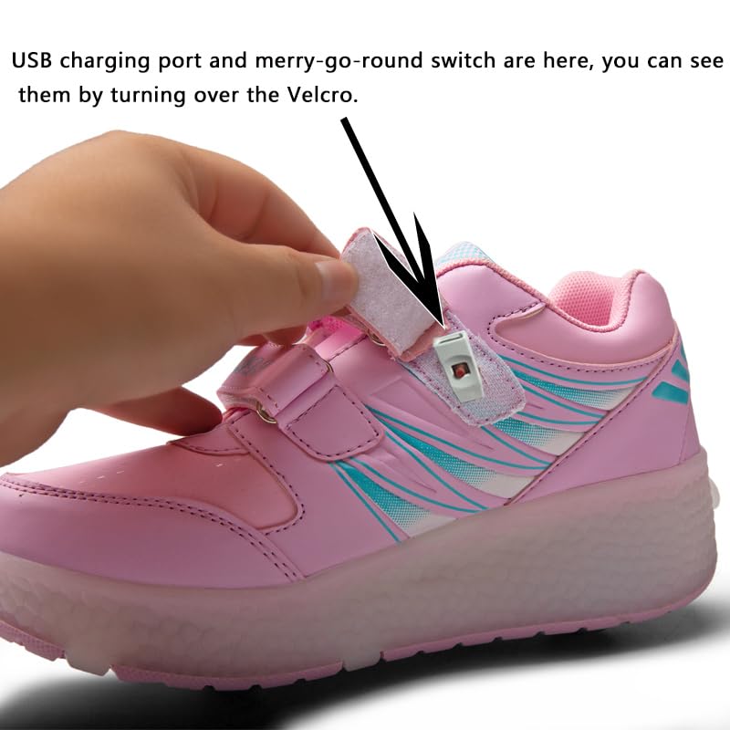 Kids Roller Shoes with 2-Wheel Roller Skates - Sport Sneakers with USB Charging & LED Lights for Boys & Girls - Perfect for Outdoor Play, School & Skate Parks