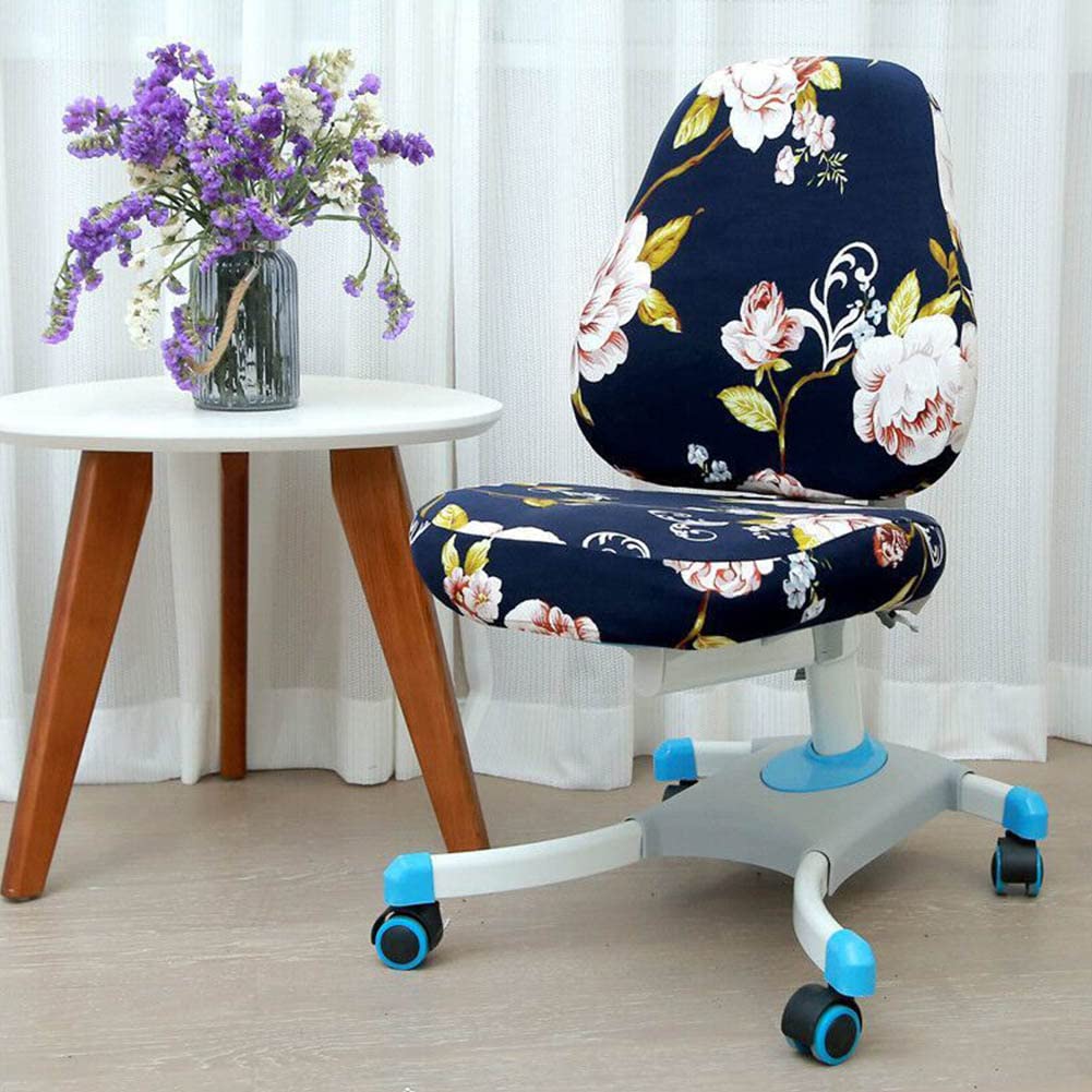 VIOKKO Stretchable Office Chair Cover - Universal 2-Piece Split Design for Computer Desk & Swivel Chairs - Dust-Proof Slipcover Protector (Peony) - Perfect for Home Office, Gaming & Conference Room Use
