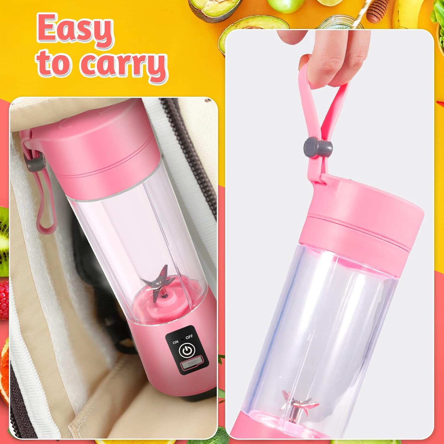 Portable USB Rechargeable Personal Blender with 6 Blades - One Touch Operation for Shakes, Smoothies & Juices | Perfect for Kitchen, Travel, Gym & Outdoor Activities
