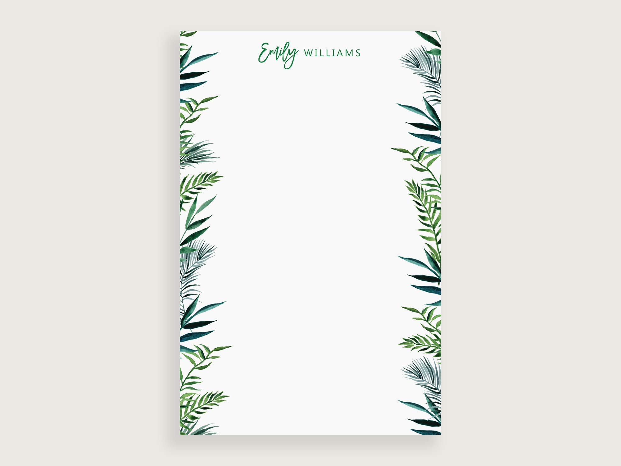 Personalized Tropical Leaves Notepad Set - Lined & Unlined Options in 3 Sizes (Small, Medium, Large) - Perfect for Office, School, Journaling & Gift Giving