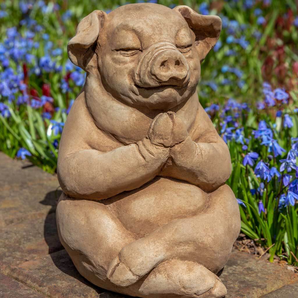 Campania International Zen Pig Statue - Handcrafted Garden Decor for Meditation & Feng Shui | Perfect for Outdoor Zen Gardens, Patios & Home Decor