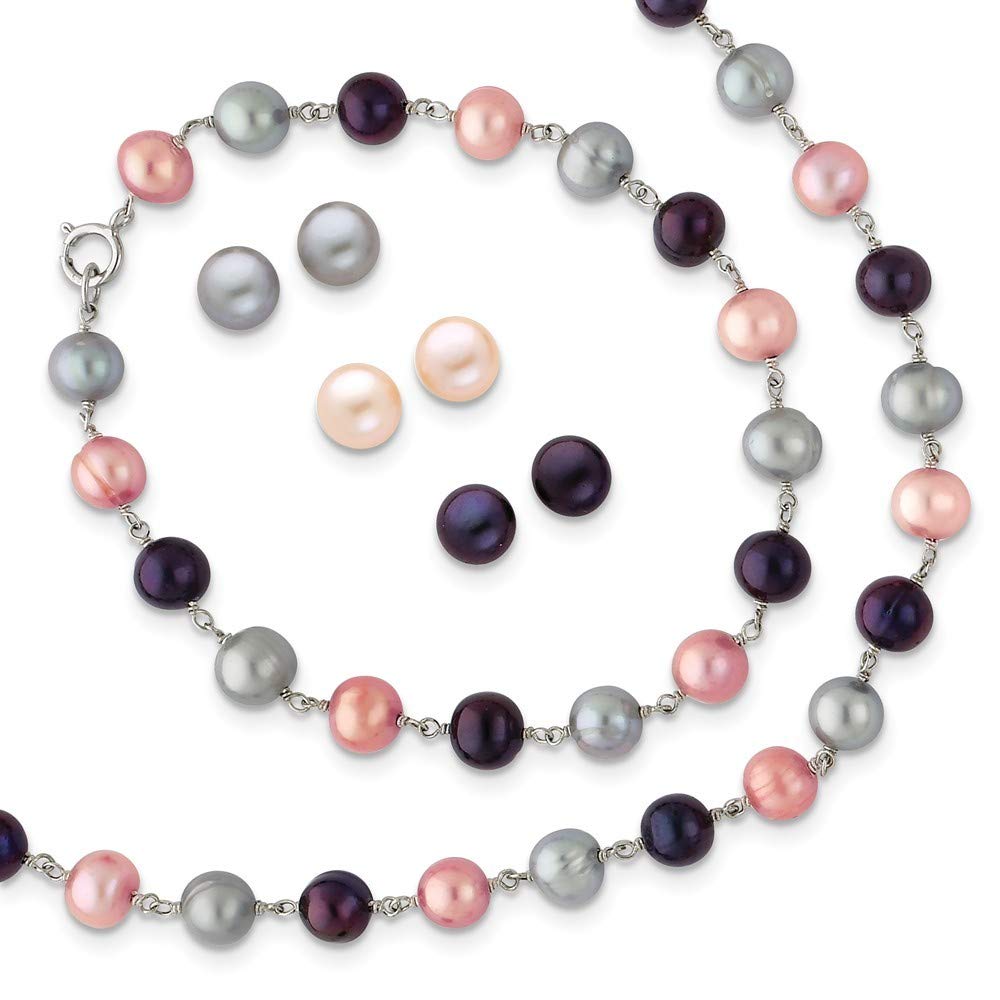 925 Sterling Silver Spring Ring Post Earrings with Freshwater Cultured Pearl - 18