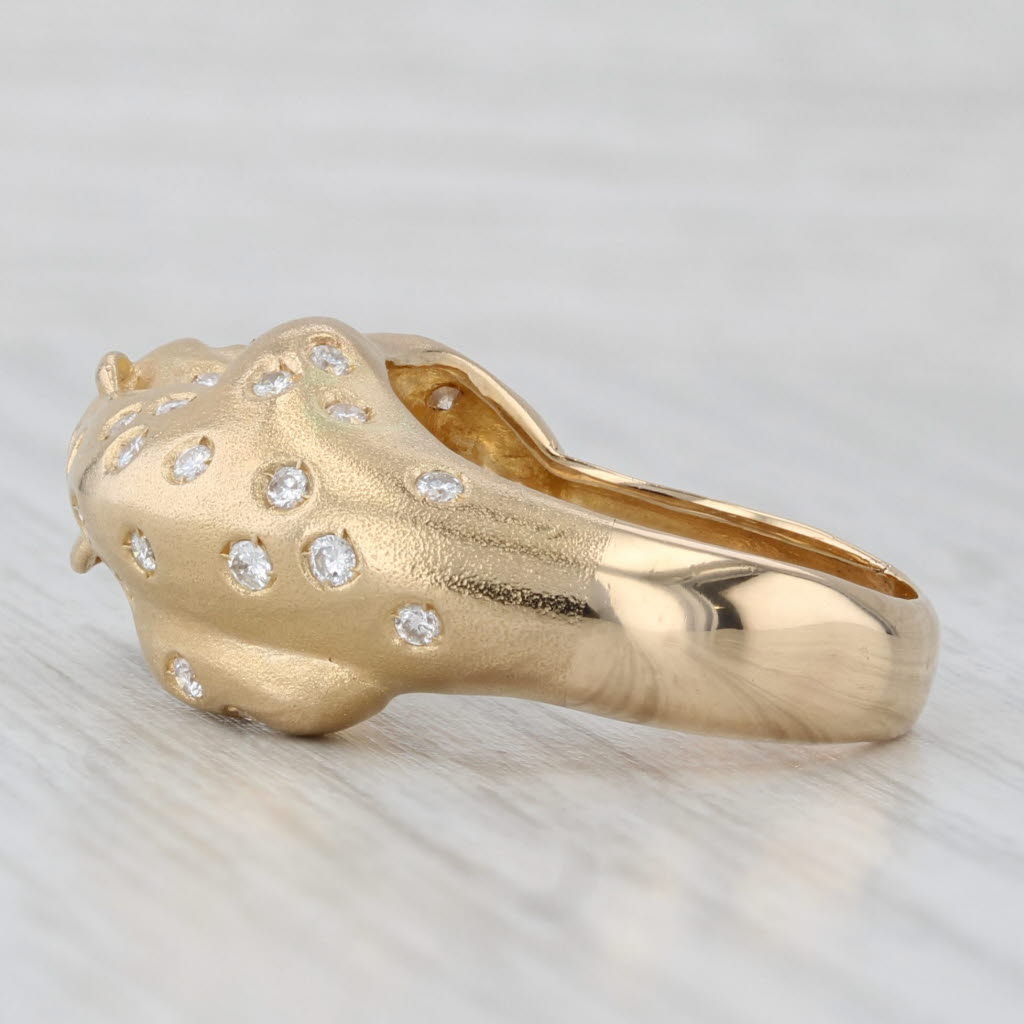 0.36ctw Diamond Leopard Ring 18k Yellow Gold Size 8.75 with Emerald Eyes - Elegant Animal Jewelry for Women, Perfect Gift for Birthday, Anniversary & Special Occasions