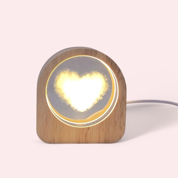 Crystal Heart Cloud LED Night Light with Wooden Frame - Romantic Bedroom Decor & Gift for Valentine's Day