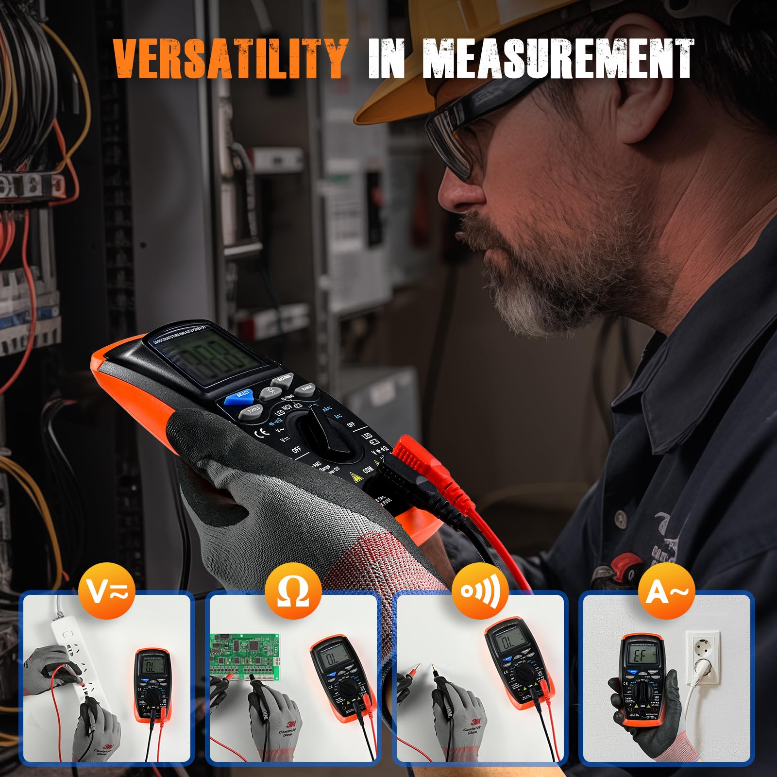 Professional Digital Multimeter 2000 Counts - AC/DC Voltage Tester, Measures Volts, Amps, Ohms, Continuity - Perfect for Electrical Testing, DIY Projects & Automotive Repairs