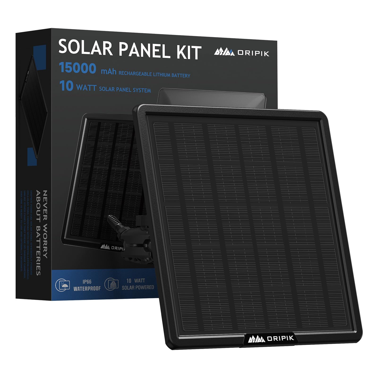 6V/9V/12V Solar Panel Charger Kit for Trail Cameras - 15000mAh Rechargeable Lithium Battery with USB-A/USB-C Ports, IP66 Waterproof - Perfect for Wildlife Monitoring, Hunting & Outdoor Security