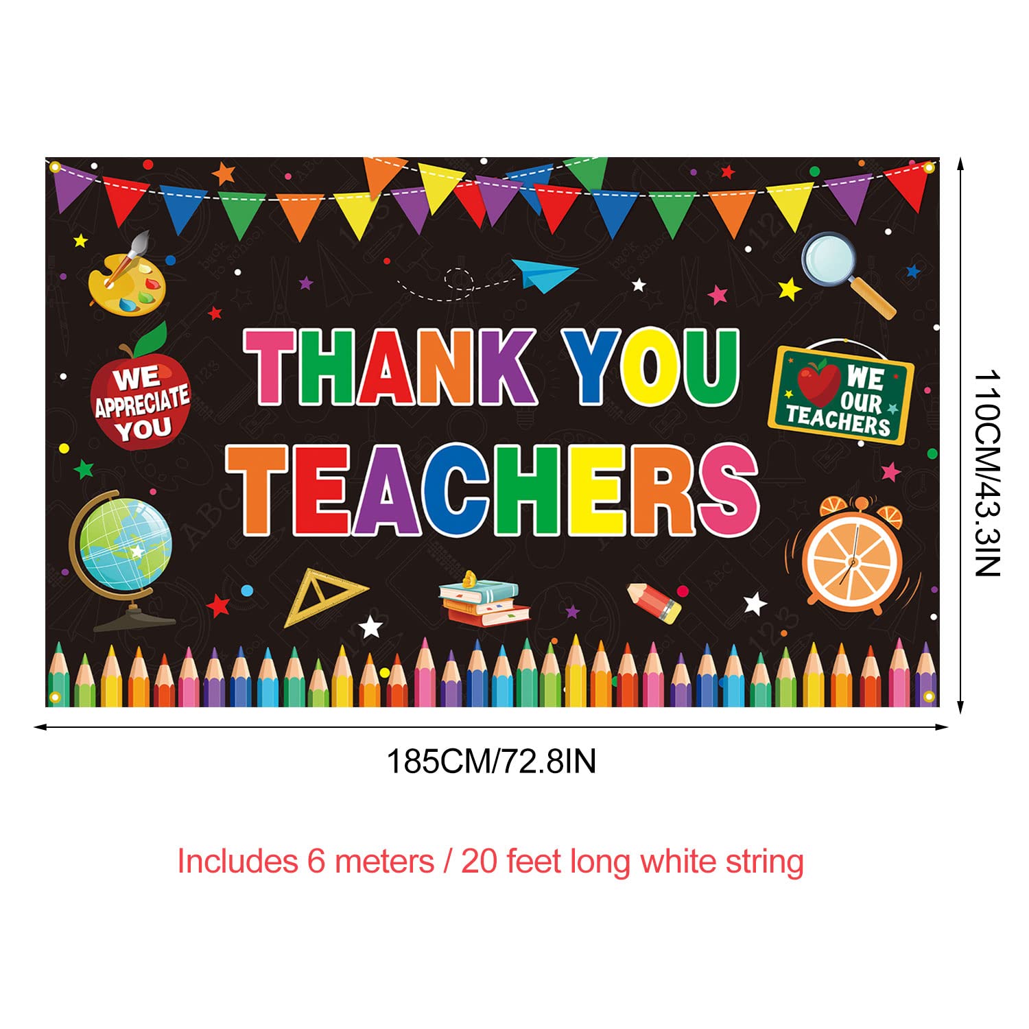 Teacher Appreciation Backdrop Banner - Classroom & Office Decor for Parties