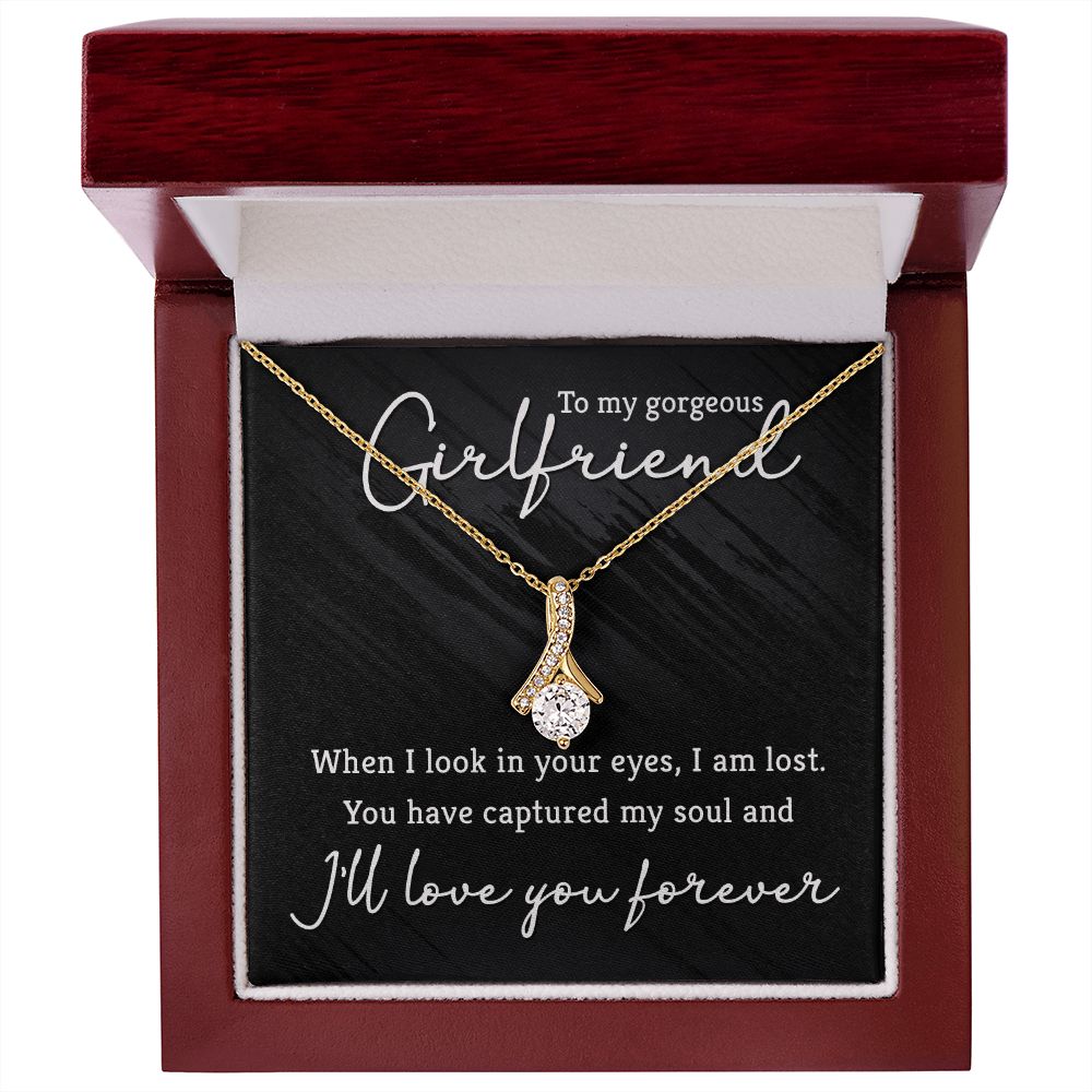 Elegant Cubic Zirconia Necklace for Girlfriend - 14K White or Yellow Gold Jewelry Gift for Women - Perfect for Anniversary, Birthday & Valentine's Day