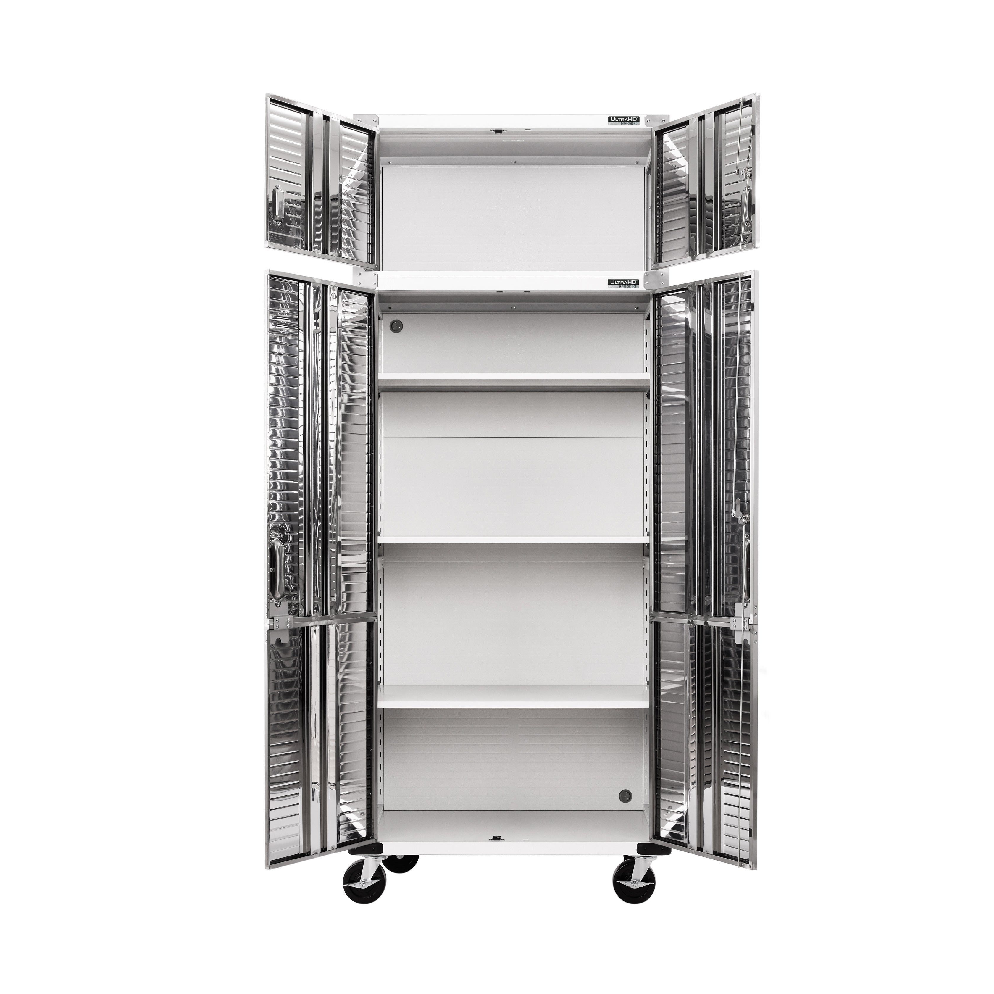 UltraHD® 2-Piece Rolling Storage Cabinet Set in White - Perfect for Office Organization, Home Storage & Classroom Supplies