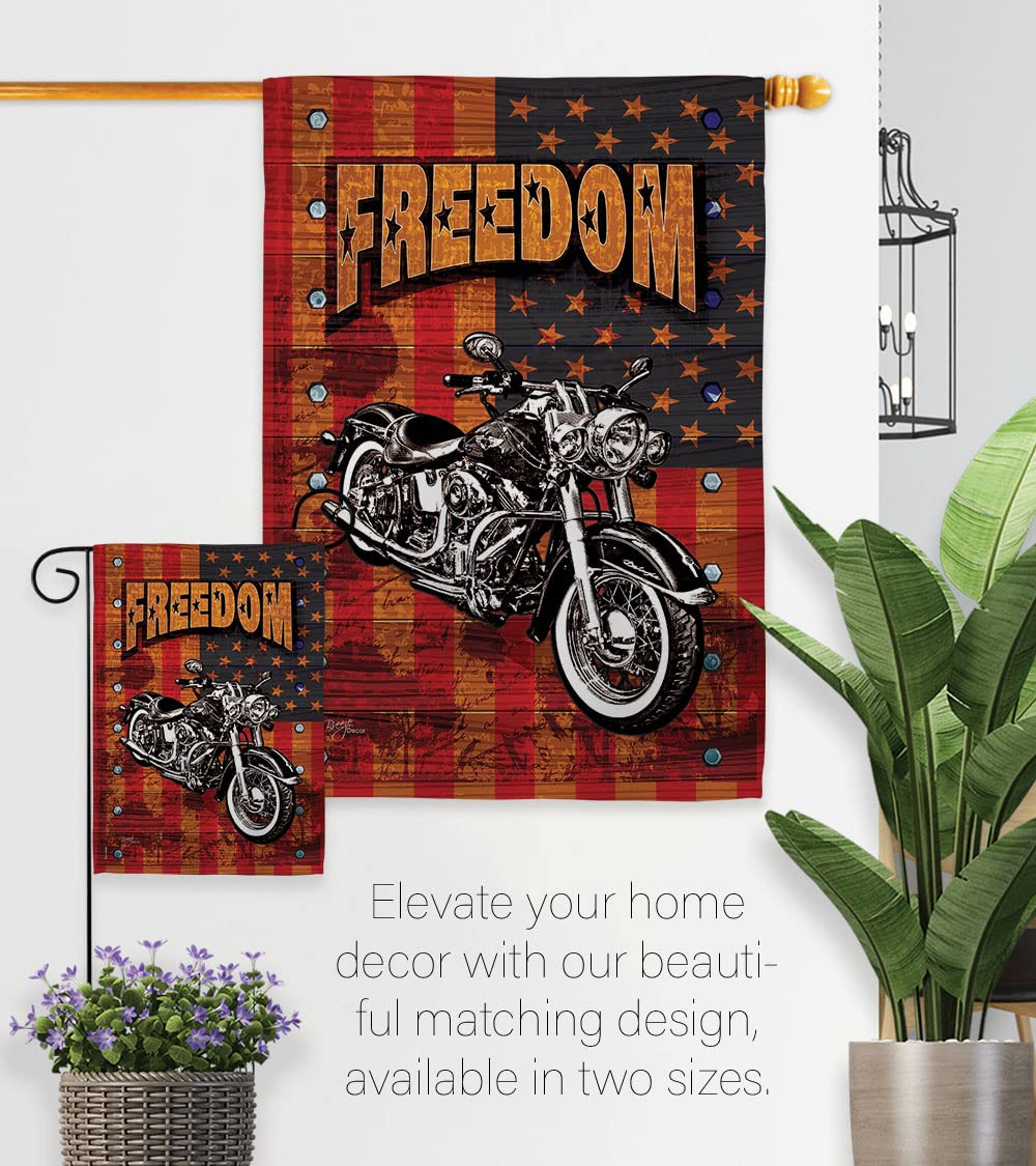 Americana Motorcycle Banner - Patriotic Vertical Garden Flag 13x18.5in for Outdoor Decor