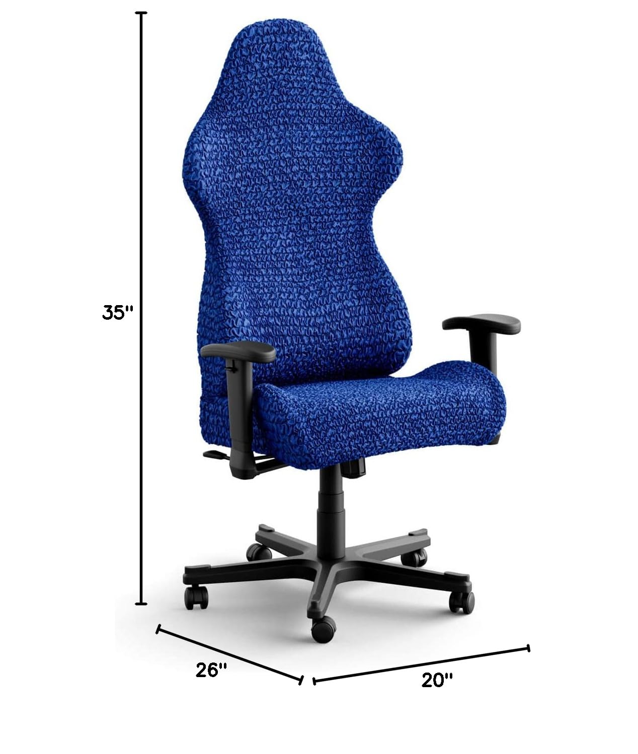 PAULATO BY GA.I.CO. Stretch Office & Gaming Chair Slipcover with Zipper - Breathable Microfiber Fabric Chair Cover - 1-Piece Form Fit Design - Blue (Fits Most Office & Computer Desk Chairs) - Perfect for Home Office, Gaming Setup & Workspace Protection