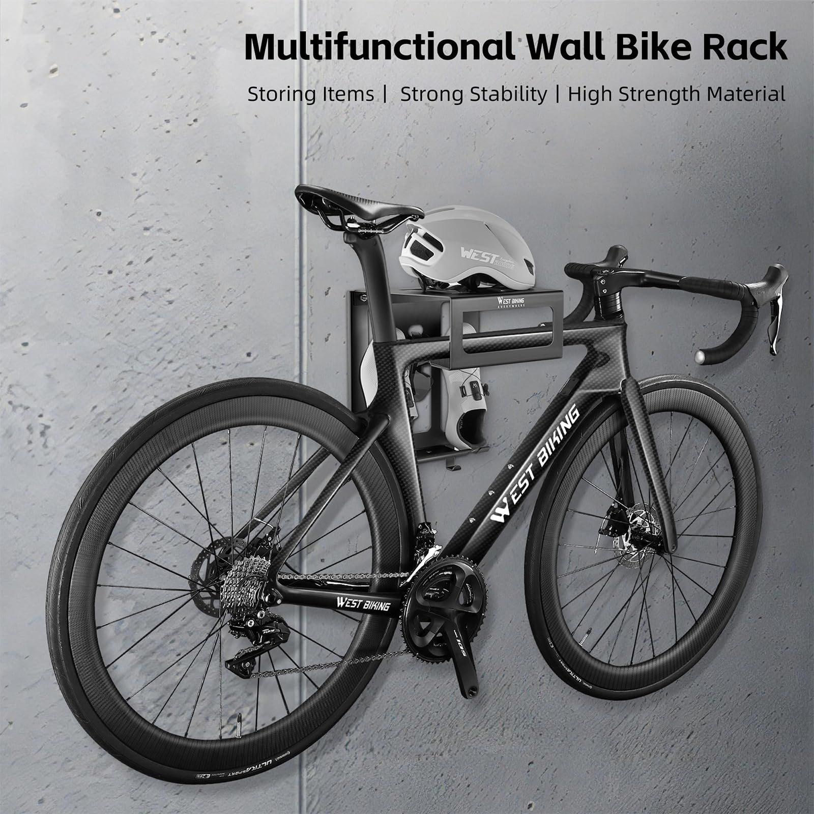 Bike Wall Mount Holder - Heavy Duty Mountain Bike Storage Rack for Indoor & Outdoor Use - Space Saving Bike Hanger Stand for Garage, Apartment, or Shed Organization