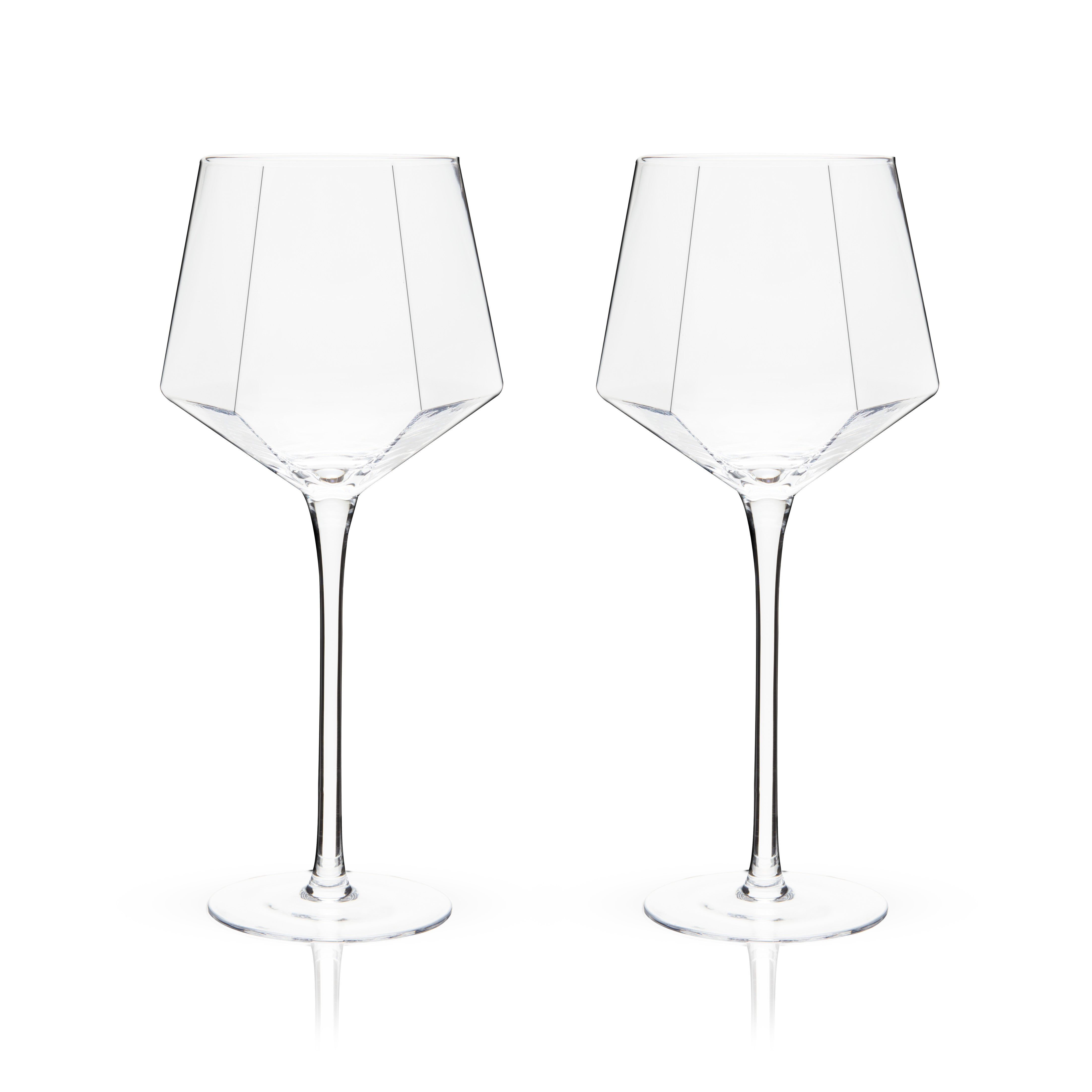 Premium Seneca Diamond Crystal Wine Glasses Set of 2 - Elegant Stemware for Red & White Wine, Champagne - Perfect for Dinner Parties, Weddings & Romantic Evenings