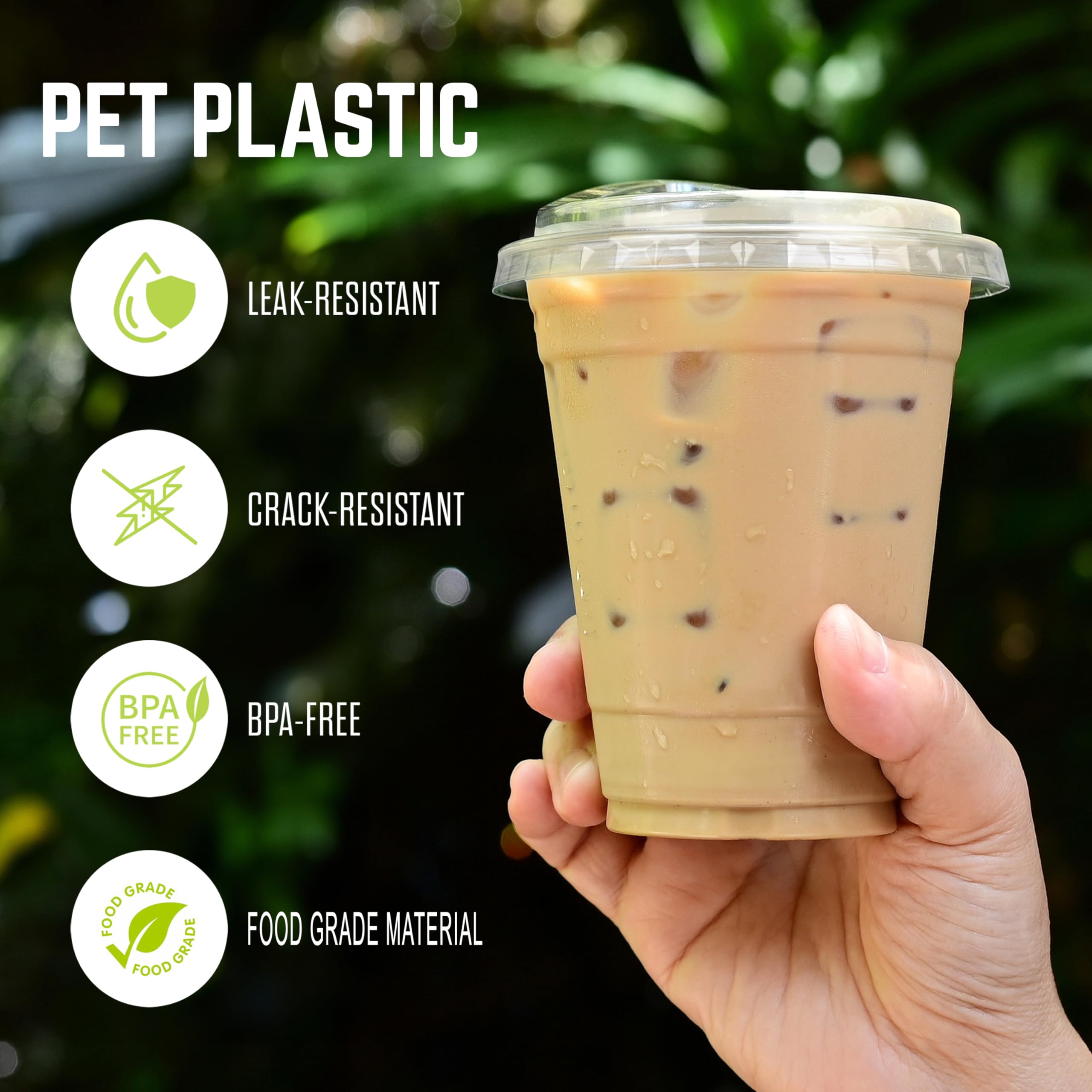 50 Pack 16oz Clear Plastic Coffee Cups with Lids - BPA Free Disposable Cups for Smoothies, Iced Coffee, Bubble Tea & Restaurant Use - Perfect for Parties, Cafes & Takeout Drinks