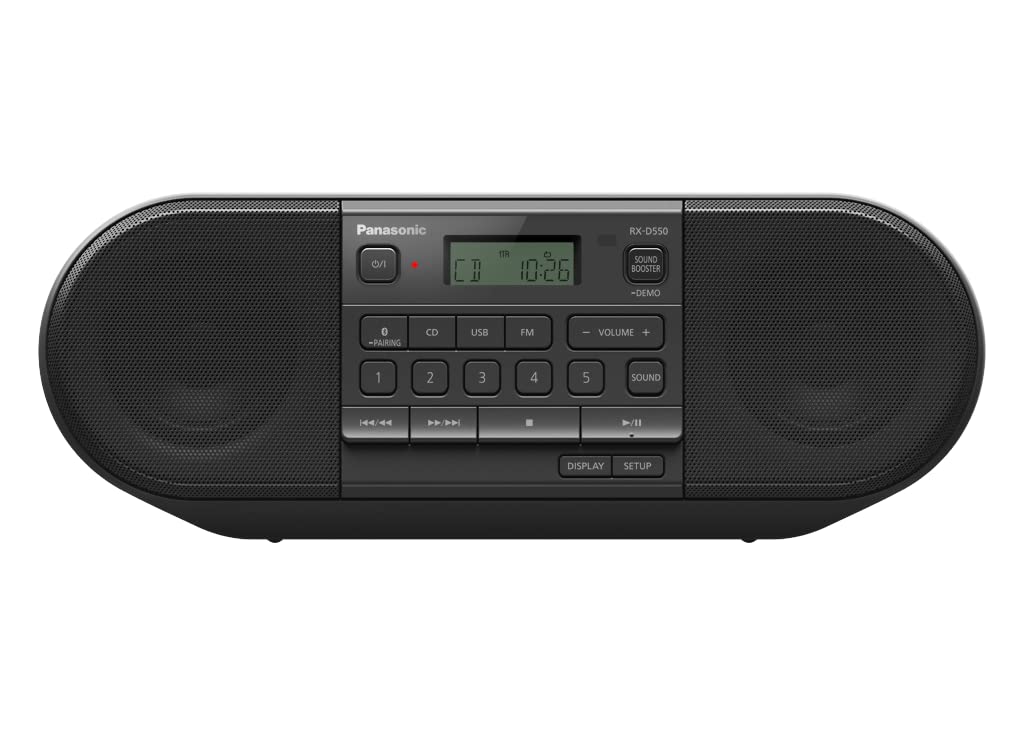 Panasonic RXD550 Portable AM/FM Radio with CD Player, Bluetooth, USB - Black | Perfect for Home, Office, Travel & Outdoor Use