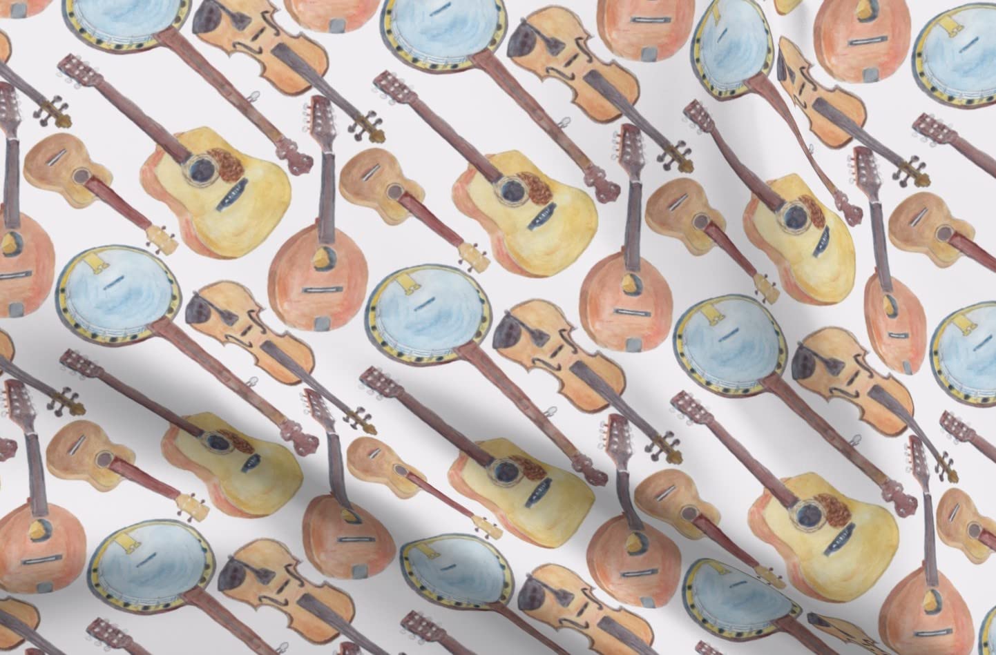 Strings Violin Instruments Guitar Ukulele Printed Petal Signature Cotton Fabric - Fat Quarter for Sewing, Quilting, Apparel & Crafts - Perfect for DIY Home Decor, Musical-Themed Projects & Gift Making