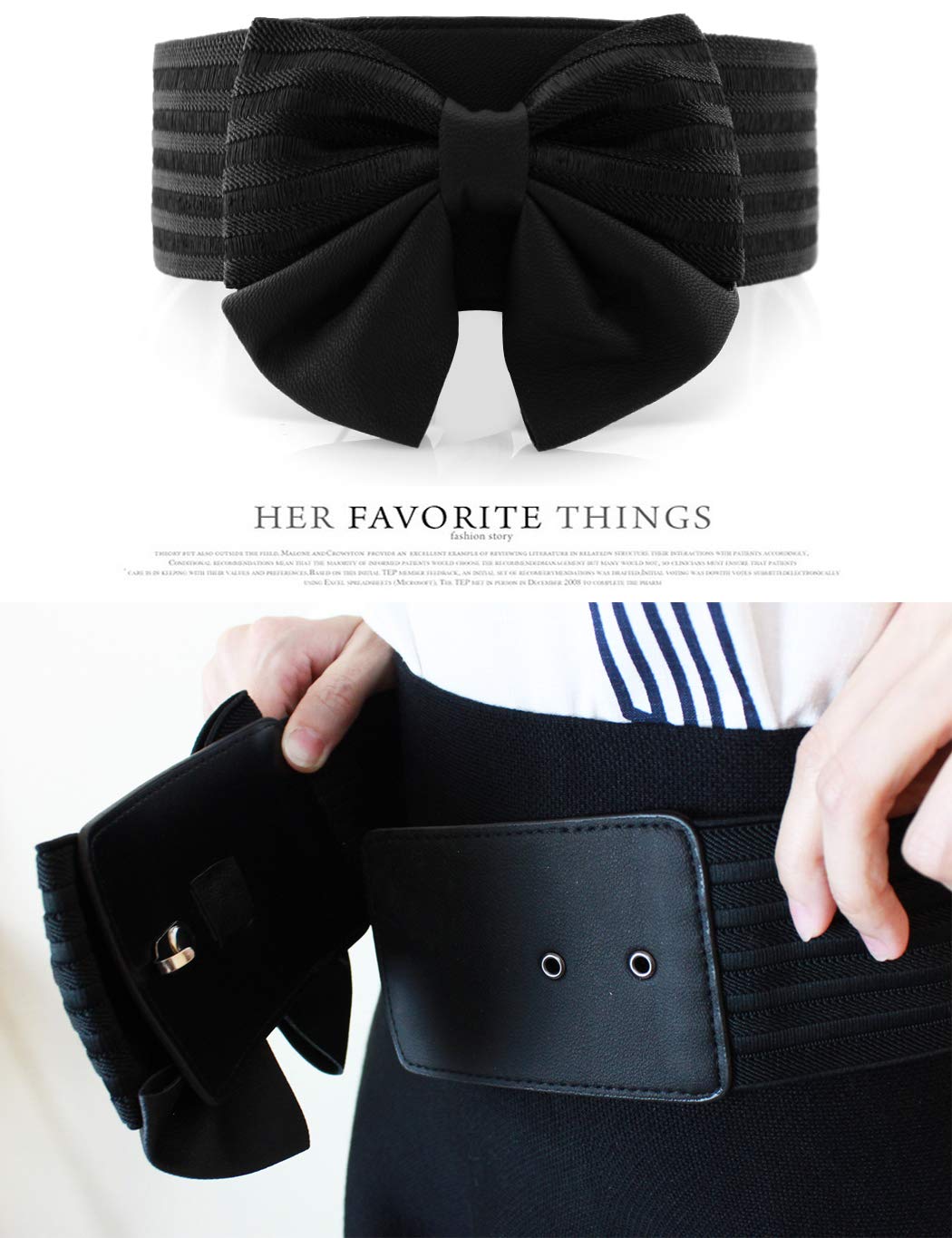 Women's Cute Bow Wide Elastic Waist Belt - Fashionable Stretchable Dress Accessory for Dresses, Skirts & Outfits | Perfect for Weddings, Parties & Everyday Wear