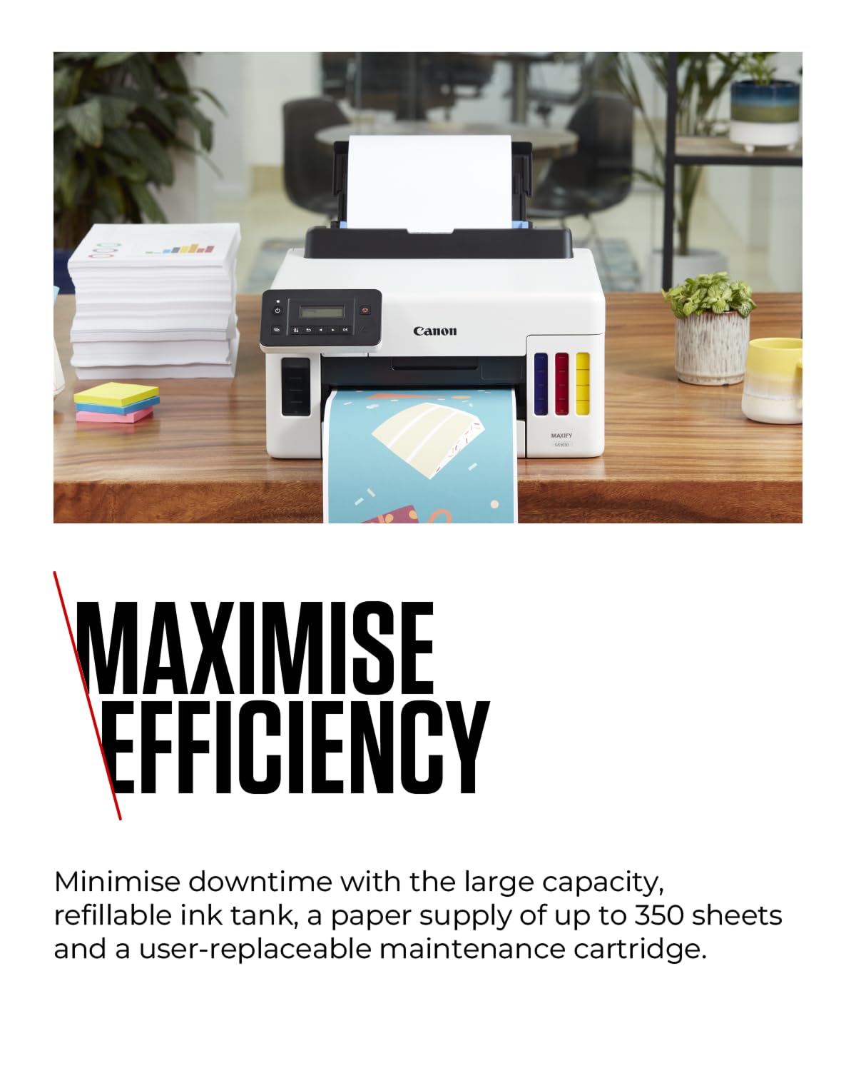 Canon MAXIFY GX5050 Wireless All-in-One Inkjet Printer with MegaTank - High-Yield Color Printer for Home & Office | WiFi, Ethernet, USB Connectivity | A4 Printing | Ideal for Documents, Photos & School Projects