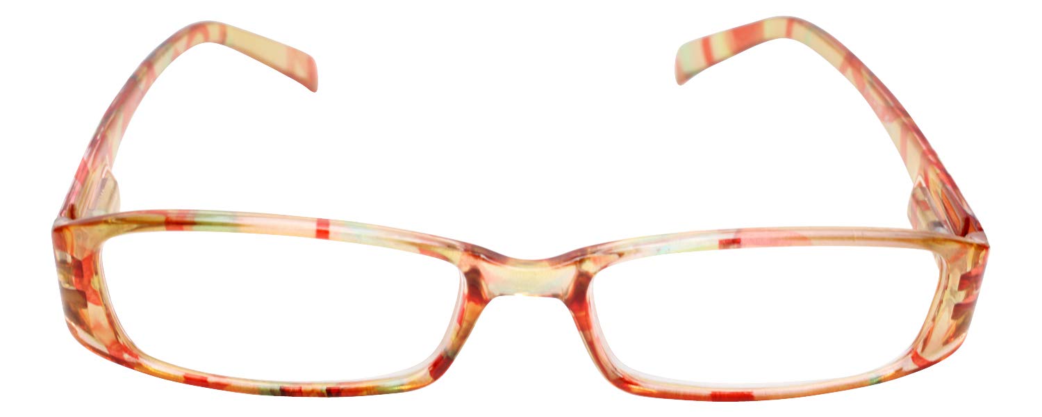 Calabria 733 Rectangular Reading Glasses for Women - Retro Geometric Circle Pattern Designer Fashion Readers with Soft Case - Perfect for Reading, Office Work, and Stylish Everyday Wear