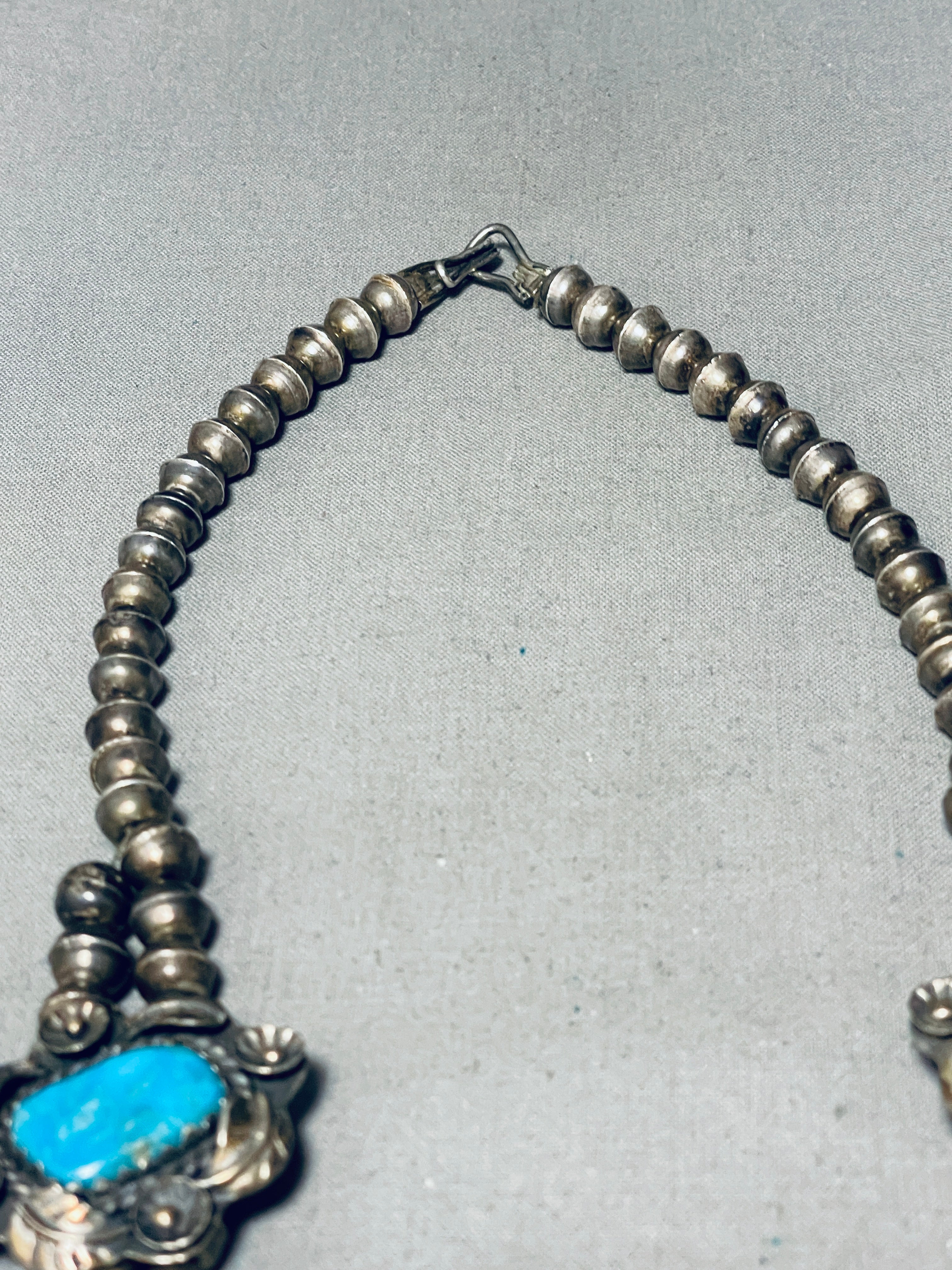 Vintage Navajo Sterling Silver Squash Blossom Necklace - 227g Authentic Native American Jewelry for Women, Perfect for Boho Fashion, Weddings & Special Occasions
