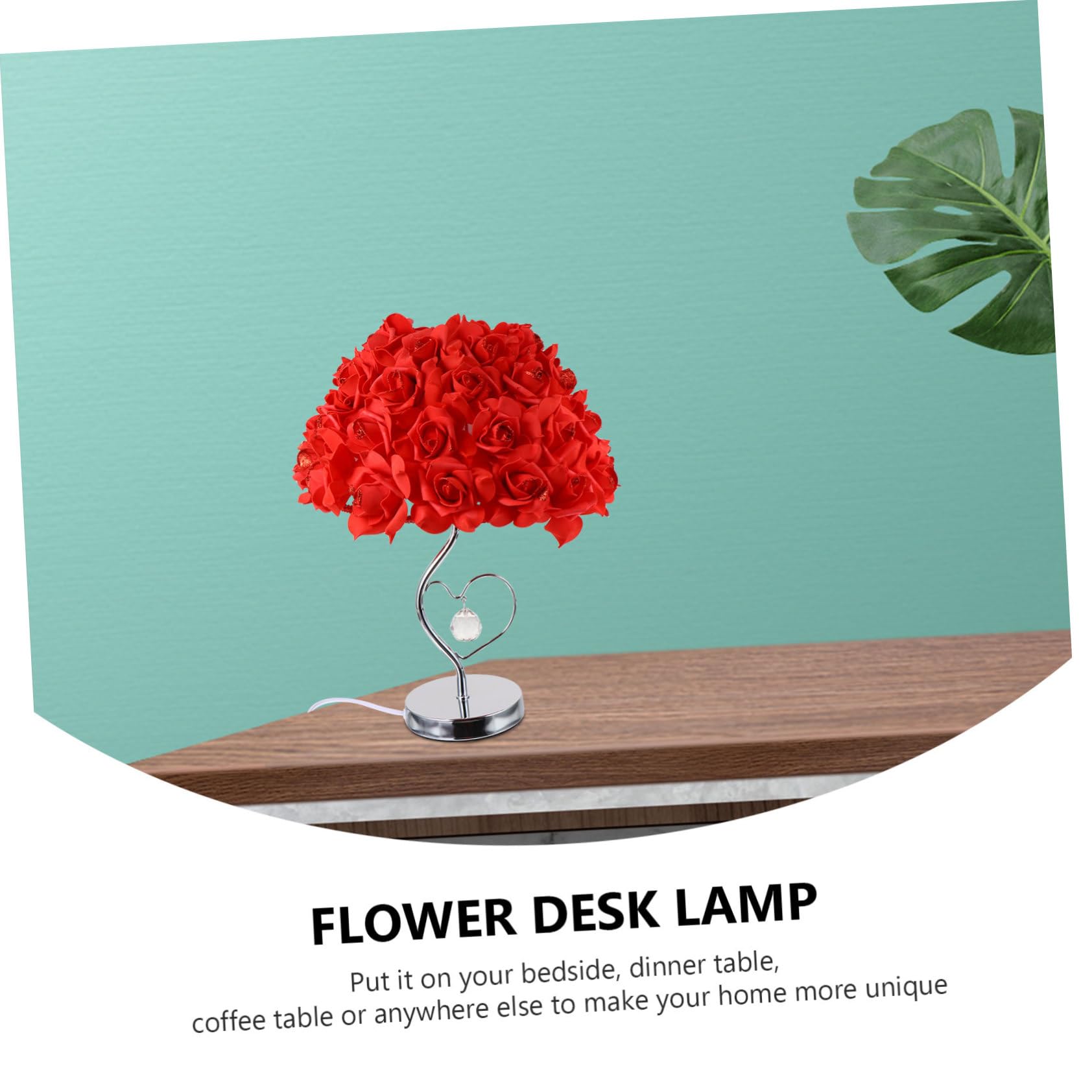Uonlytech Rose Flower Lamp Shade Night Light - Romantic Red Rose Table Light with US Plug, Perfect Valentine's Day Gift for Women, Mothers & Girls | Bedroom Decor, Nursery Lighting, Wedding Centerpiece