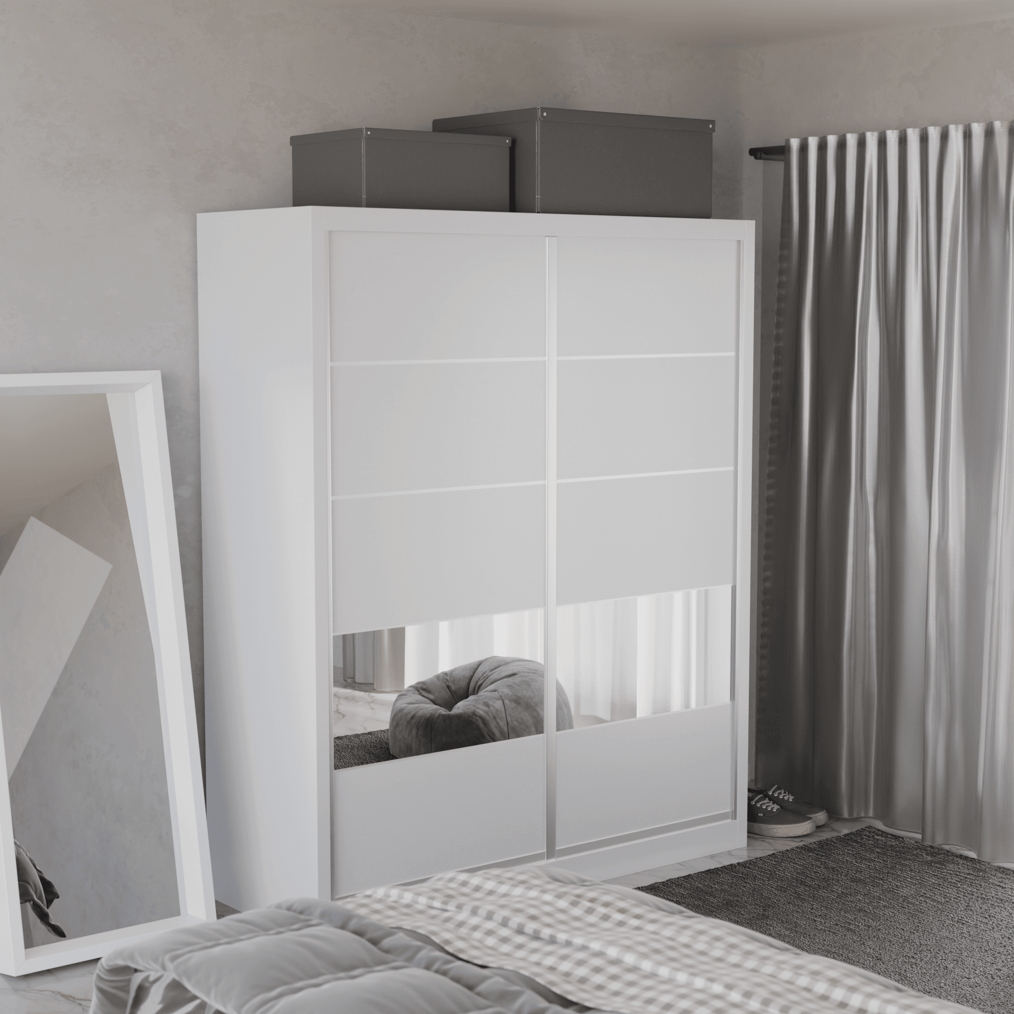 Modolva Modular Wardrobe W02 - Customizable Closet Organizer System with Adjustable Shelves & Hanging Rods for Bedroom, Walk-in Closet & Dorm Room Organization
