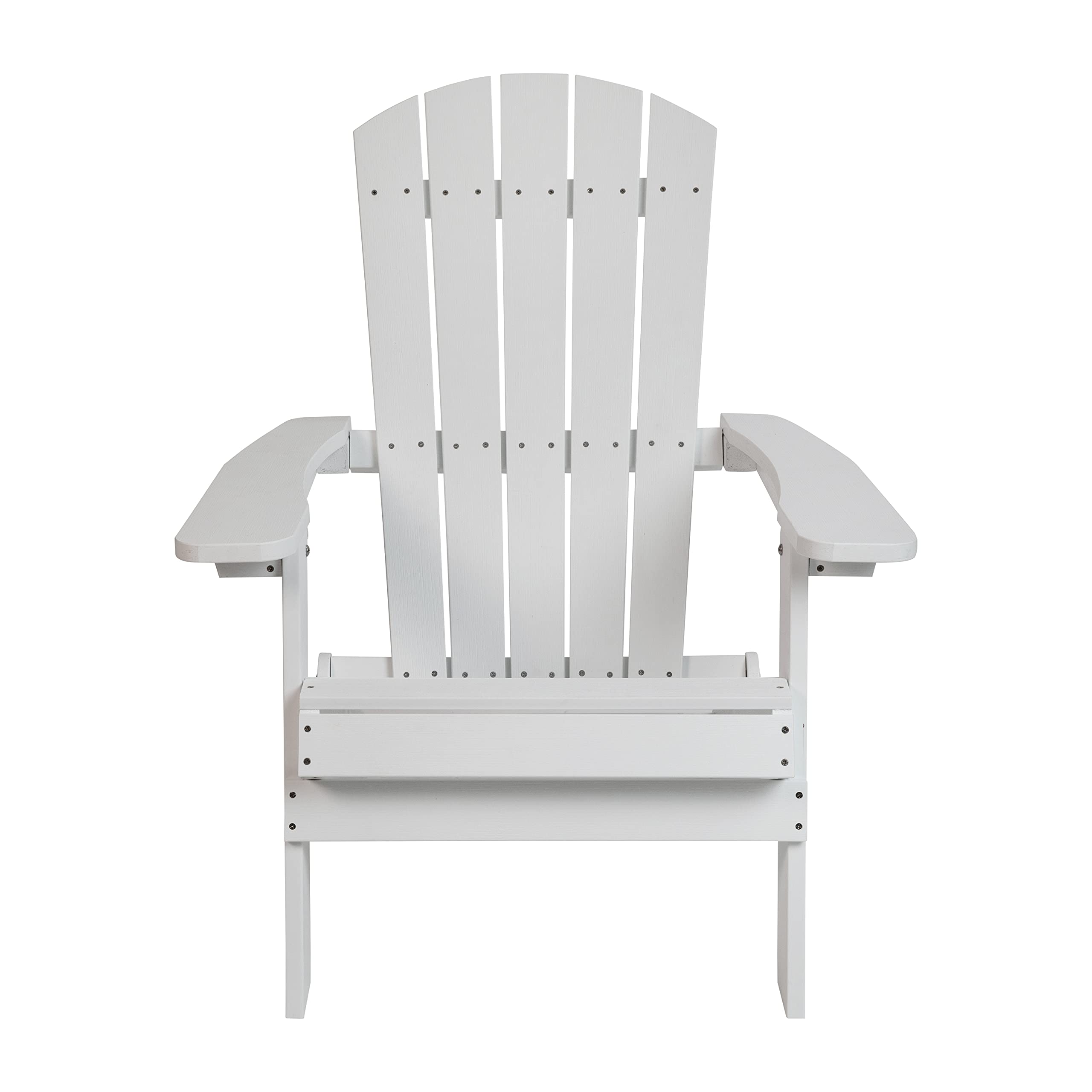 Merrick Lane Riviera Poly Resin Folding Adirondack Lounge Chair - White - Indoor/Outdoor Use - Weather Resistant Patio Furniture for Poolside, Garden & Backyard Relaxation