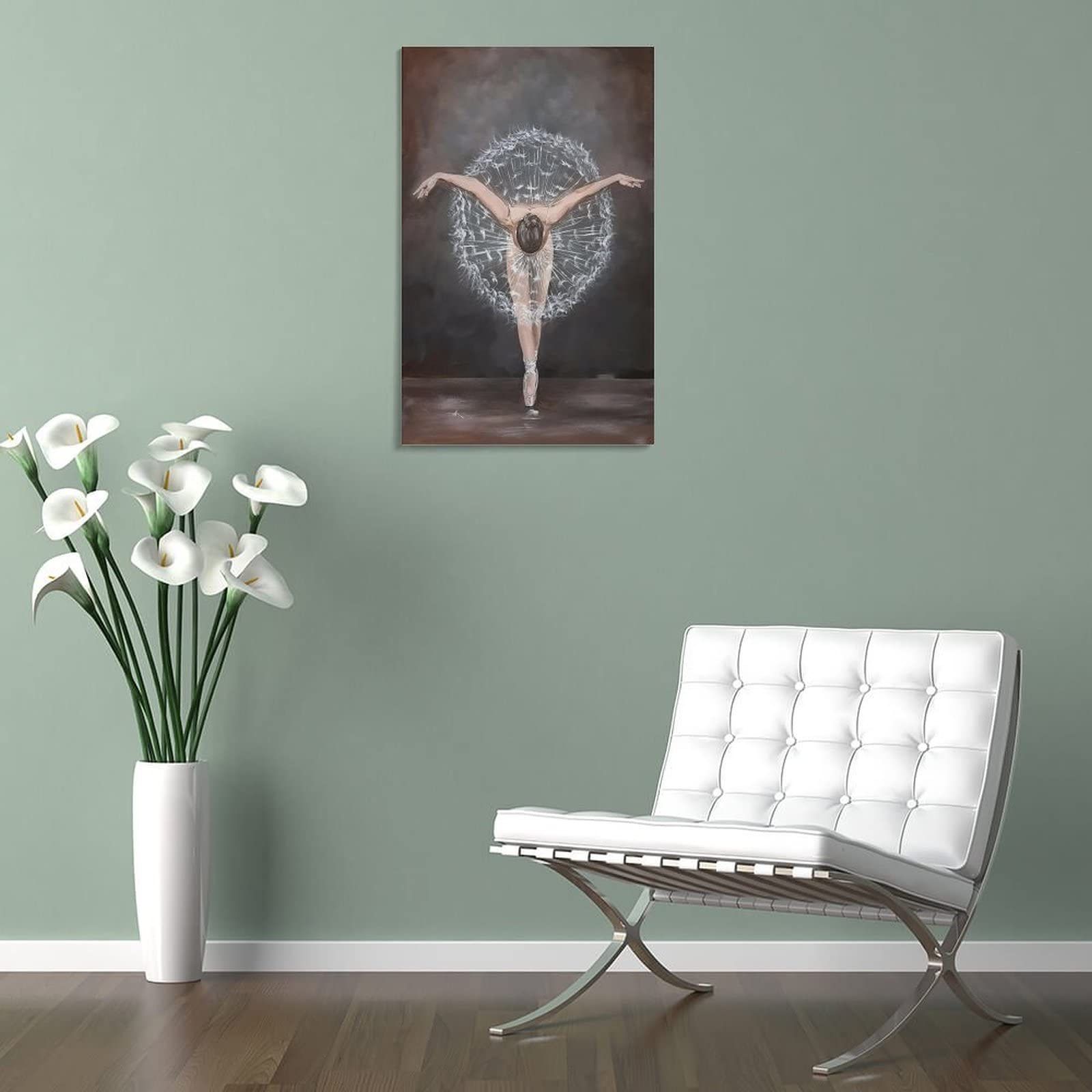 Dandelion Ballerina Aesthetic Wall Art - 20x30 Inch (50x75cm) Canvas Painting for Living Room & Bedroom Decor - Perfect for Home, Office, and Gift Giving