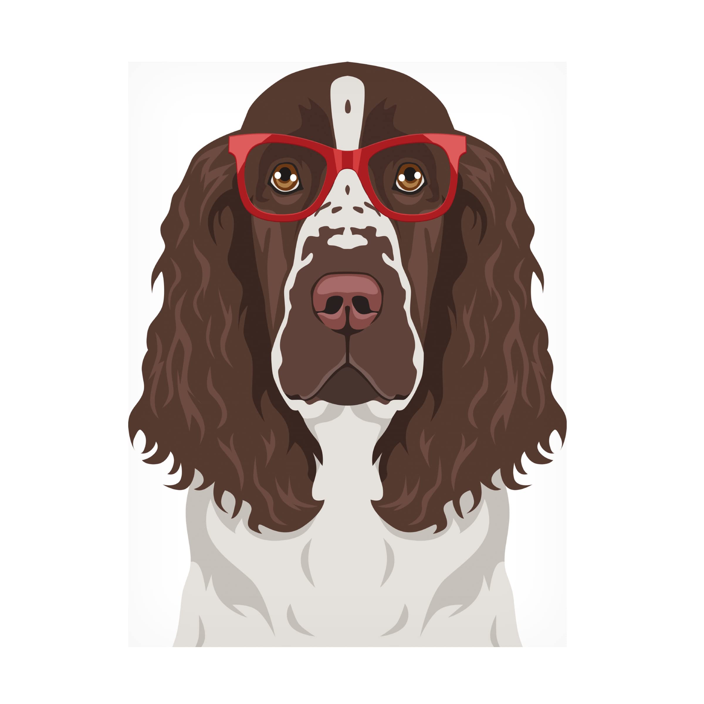 Trademark Fine Art 'Springer Spaniel with Hipster Glasses' Canvas Wall Art Print - Perfect for Dog Lovers, Home Decor & Living Room Wall Decor