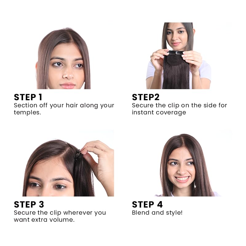 100% Natural Human Hair Extensions - Thick Hair Patch for Thinning or Low-Volume Hair | 16 Inch Natural Brown | Perfect for Daily Wear, Special Occasions & Hair Volume Boost