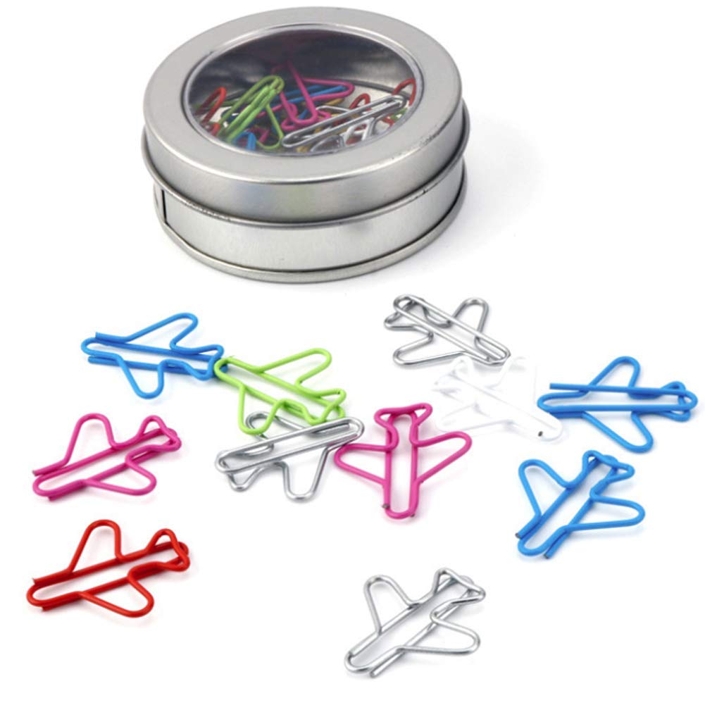 24 Pcs Colorful Airplane Shaped Paper Clips with Storage Box - Fun Office Supplies for Document Organizing, Bookmarking & School Projects | Perfect for Teachers, Students & Office Workers