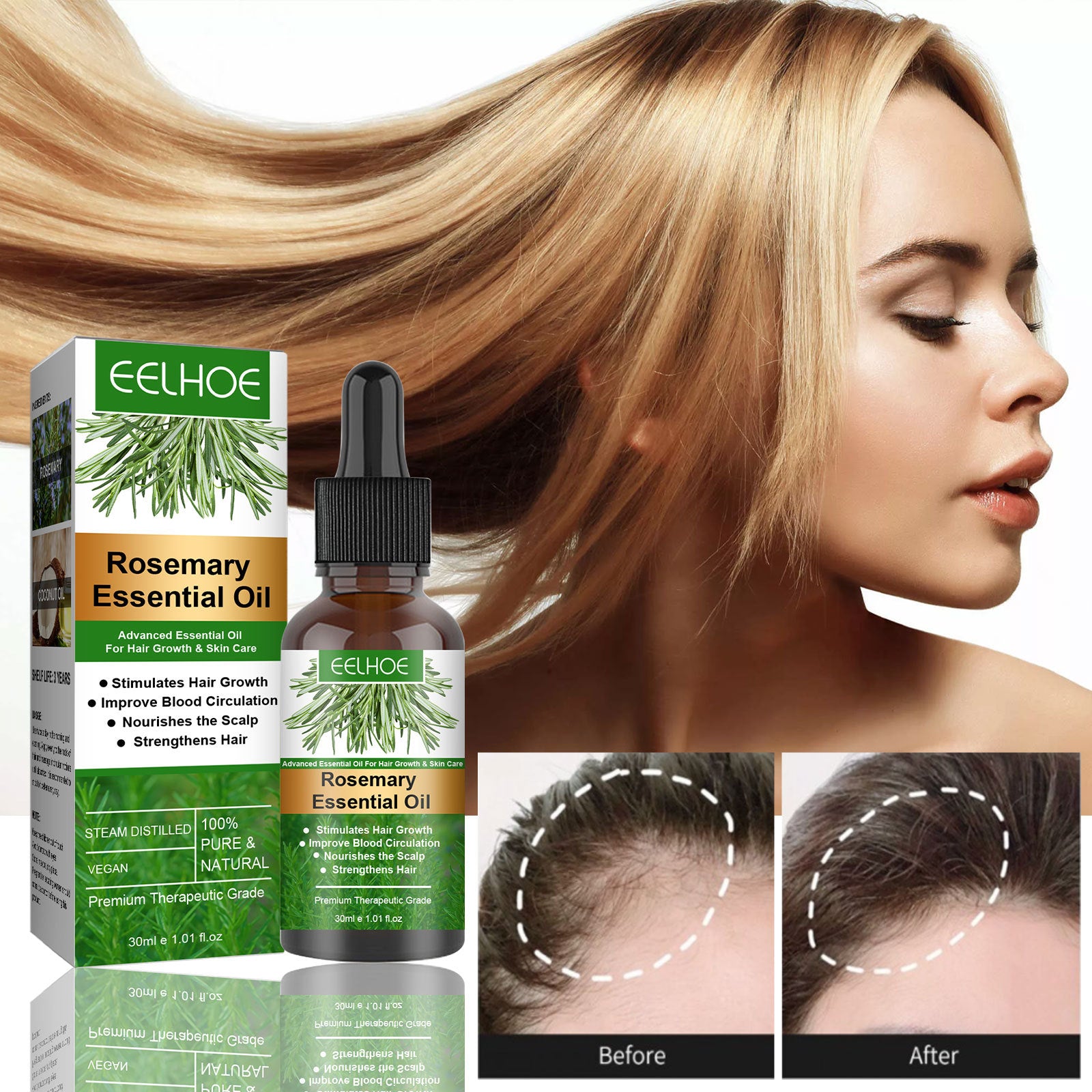 Rosemary Anti-Breakage Nourishing Hair Oil for Dry Damaged Hair - Promotes Hair Growth & Scalp Health - Perfect for Daily Hair Care & Styling