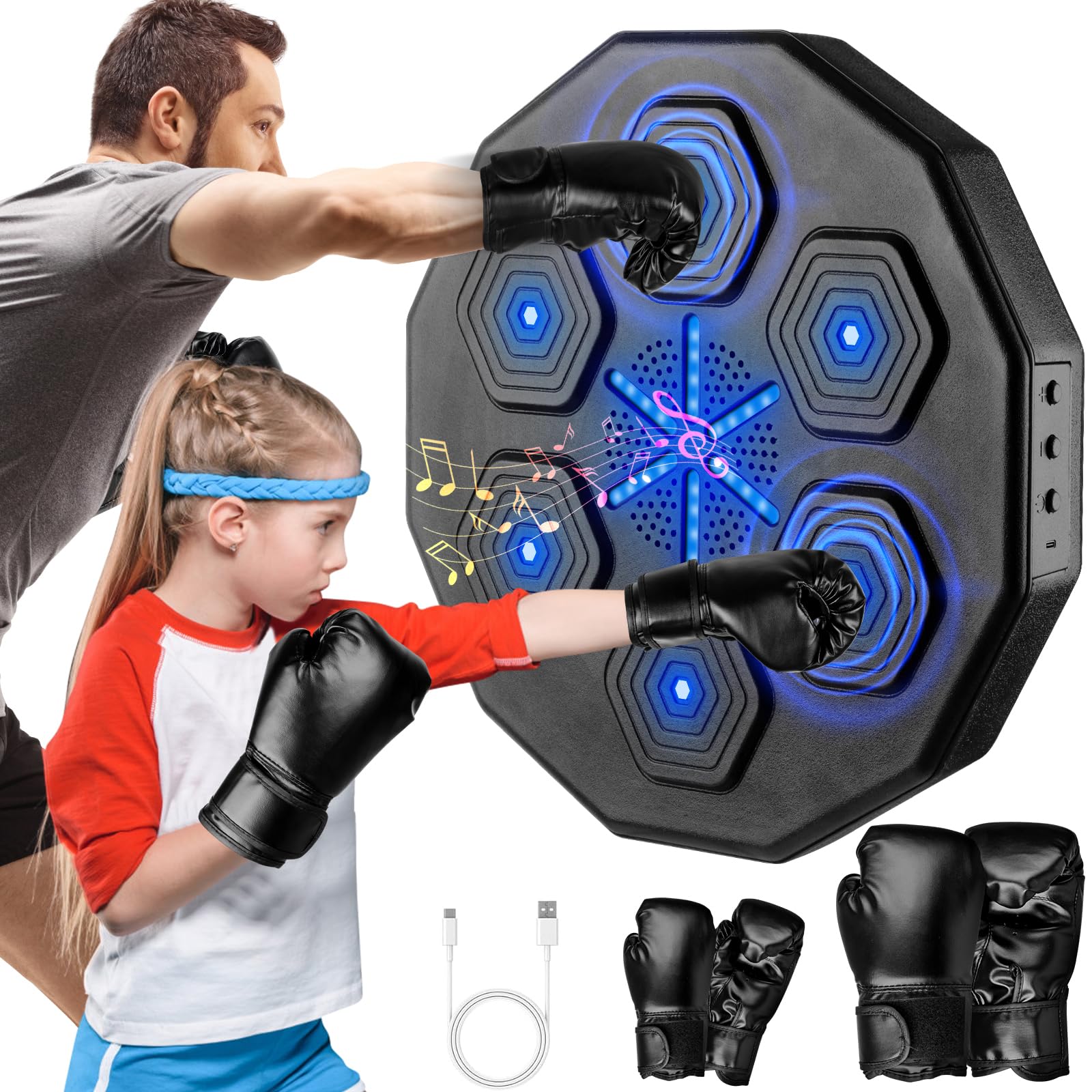 2025 Upgraded 2.0 Smart Bluetooth Music Boxing Machine - Wall Mounted Home Exercise Equipment with Parent-Child Game Mode | Perfect for Home Gym, Cardio Workouts & Family Fitness Activities