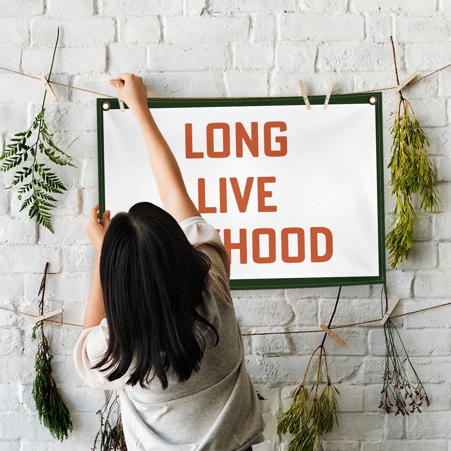 Long Live Boyhood Canvas Banner - Nursery & Kids Room Wall Decor, 20x30 Inches Hanging Canvas for Classroom & Playroom - Perfect for Boys' Bedroom & Party Decorations