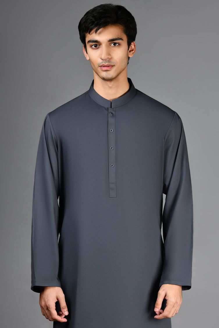 Stylish Blended Grey Shalwar Kameez by J. Junaid Jamshed - Premium Pakistani Traditional Outfit for Men - Perfect for Weddings, Eid & Special Occasions