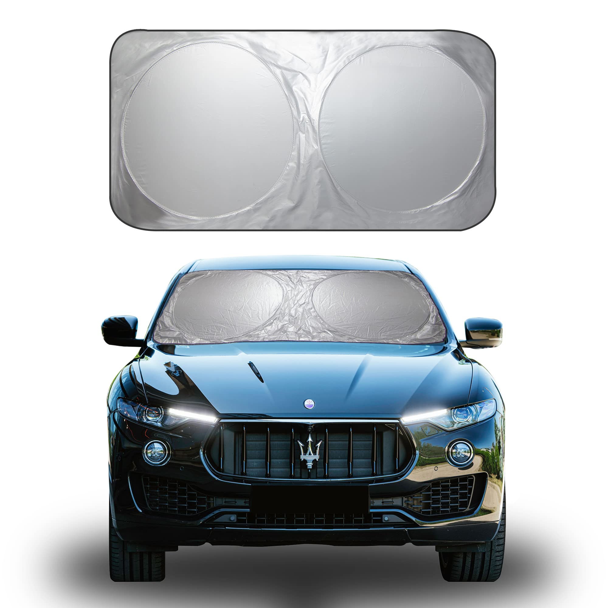 FH Group Foldable Reflective Car Windshield Sun Shade with Penguin Print, 63