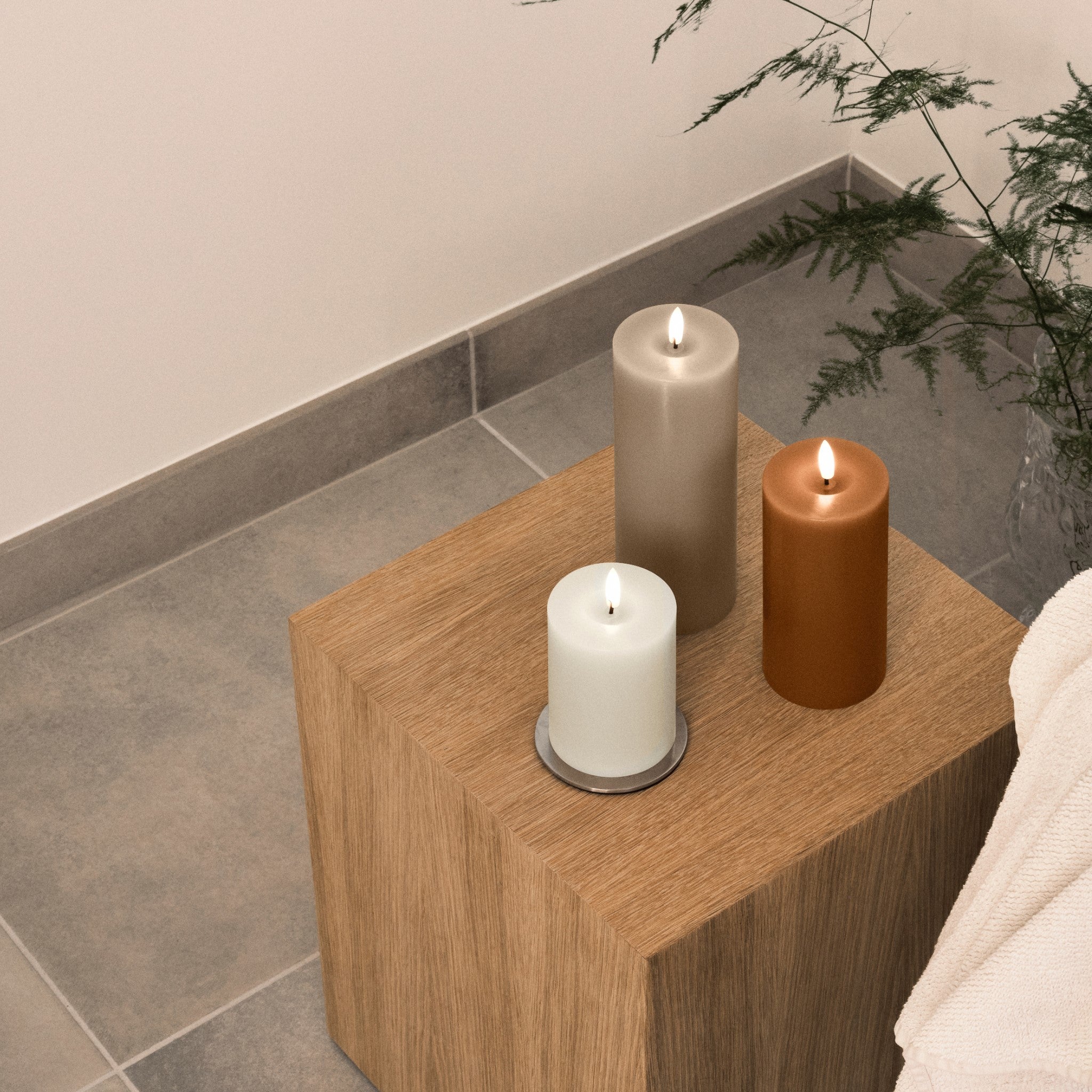 ESTER & ERIK LED Flameless Pillar Candle - 6 Inch Battery Operated Decorative Candles with Warm White Glow, Nougat Scent - Perfect for Home Decor, Wedding Centerpieces & Relaxing Ambiance