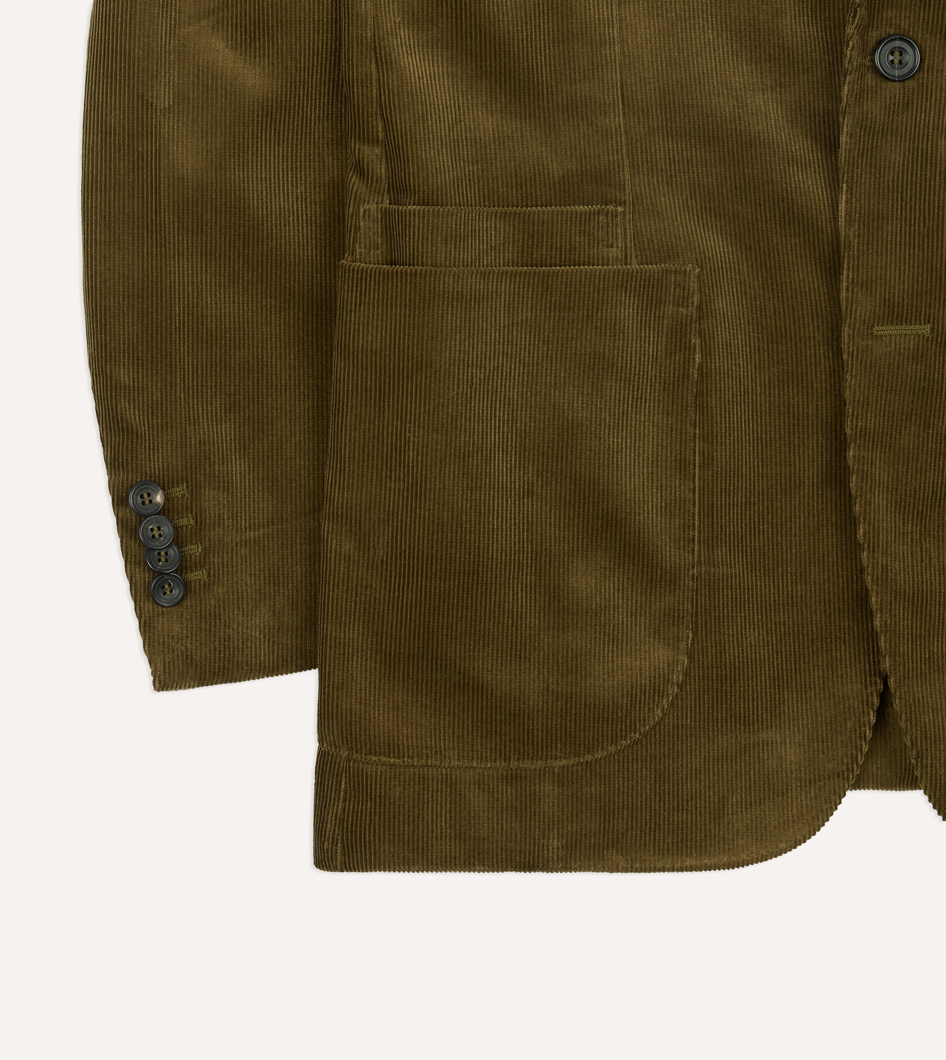 Olive Green Mid Wale Cotton Corduroy Tailored Jacket for Women - Stylish Fall & Winter Outerwear for Casual and Office Wear