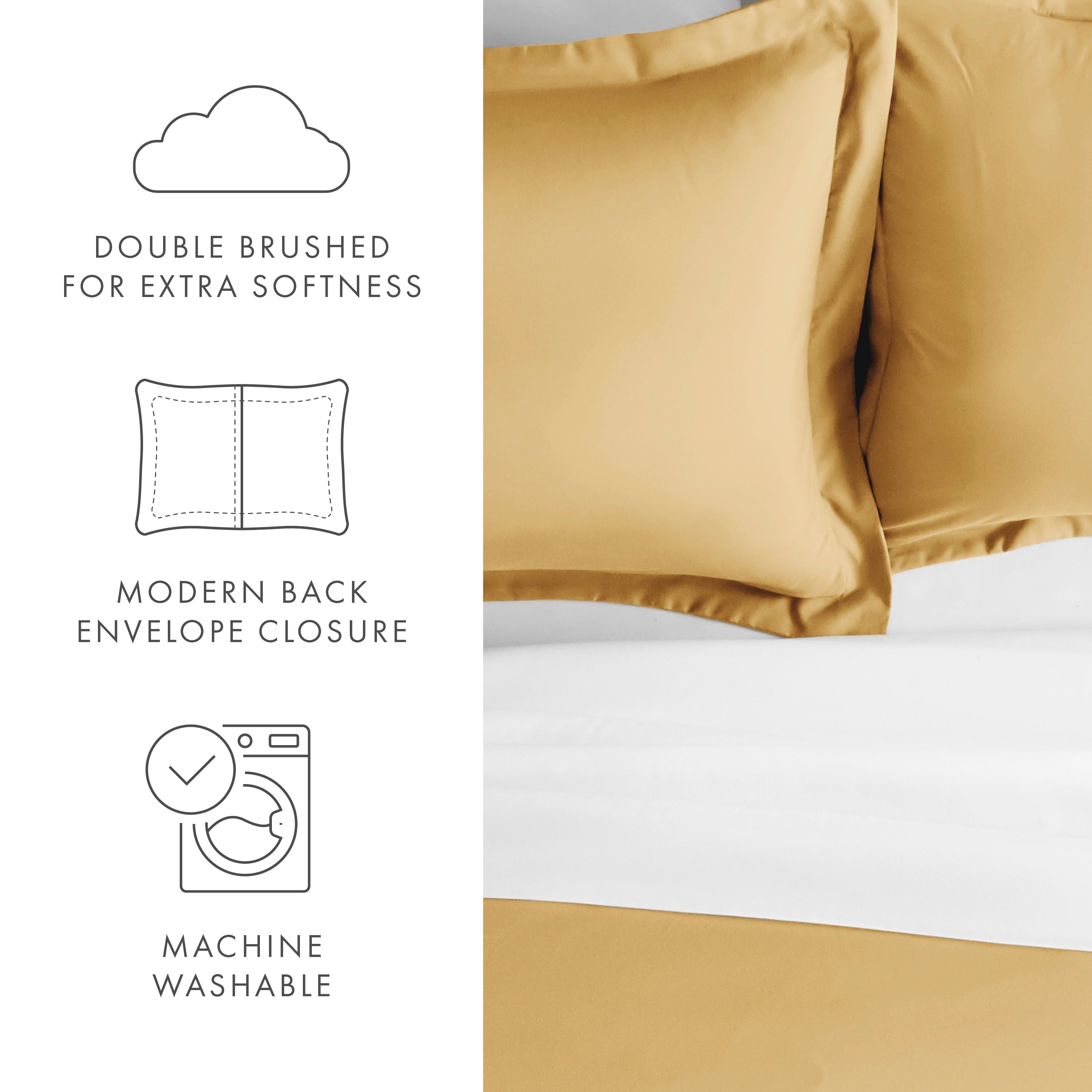 2 Piece Pillow Sham Set - Soft & Breathable Cotton Pillow Covers for Bedroom Decor - Perfect for Queen & King Size Beds - Home & Hotel Use
