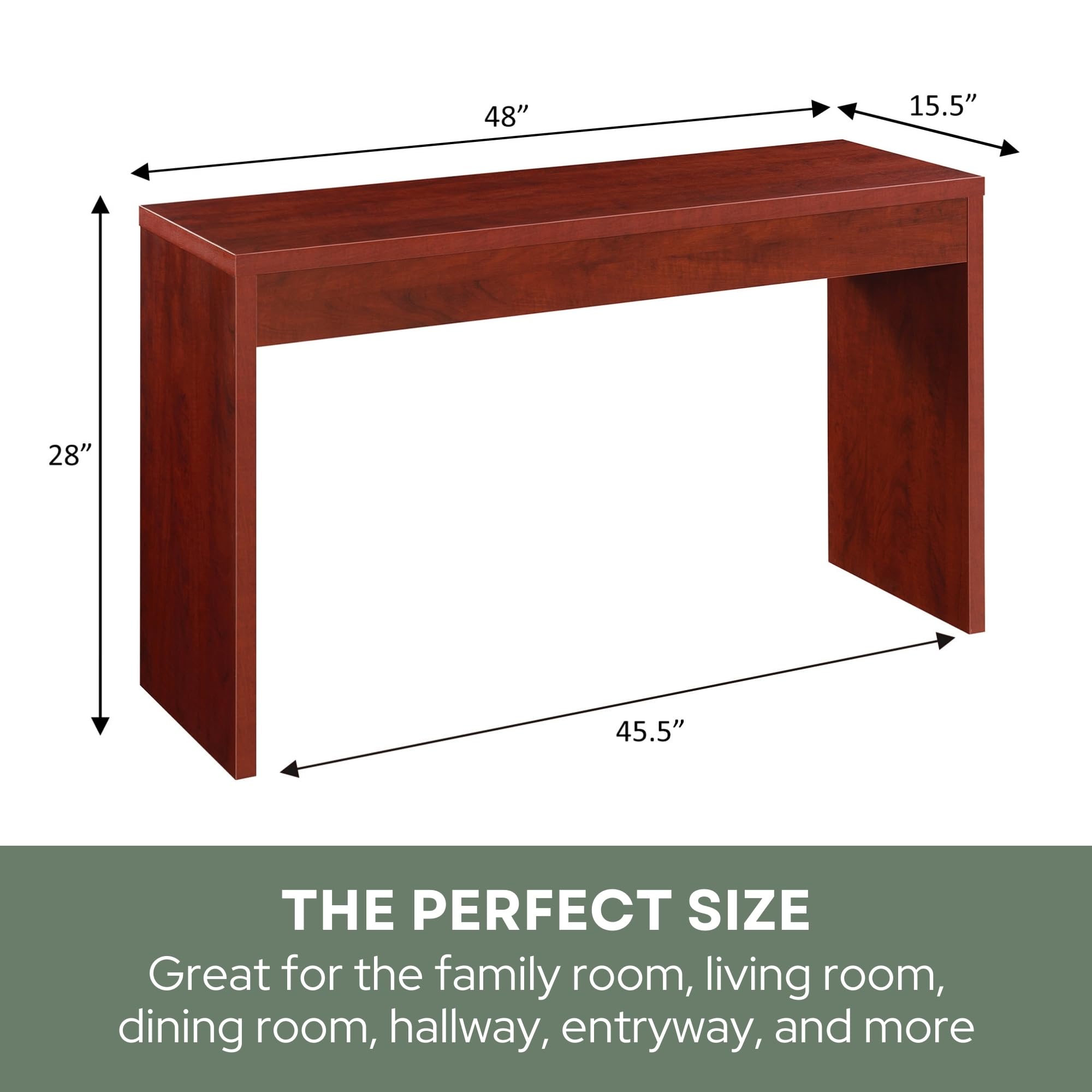 Convenience Concepts Northfield 48-Inch Console Table - Modern Sofa Table for Living Room, Contemporary Entryway Hall Table, Foyer Display Table in Cherry Finish | Perfect for Home Decor, Small Space Furniture & Entryway Organization